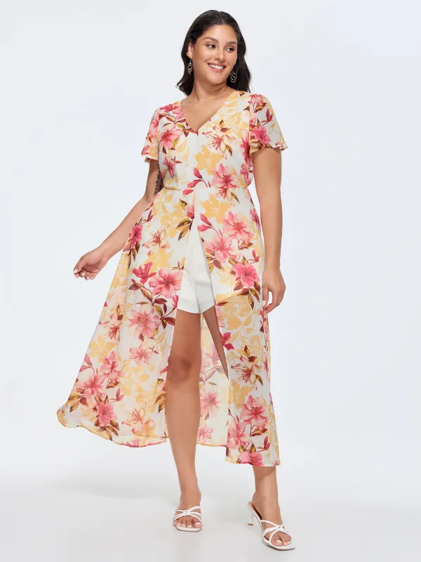 Floral Print Stretchy Layered Jumpsuit made by Bloomchic
