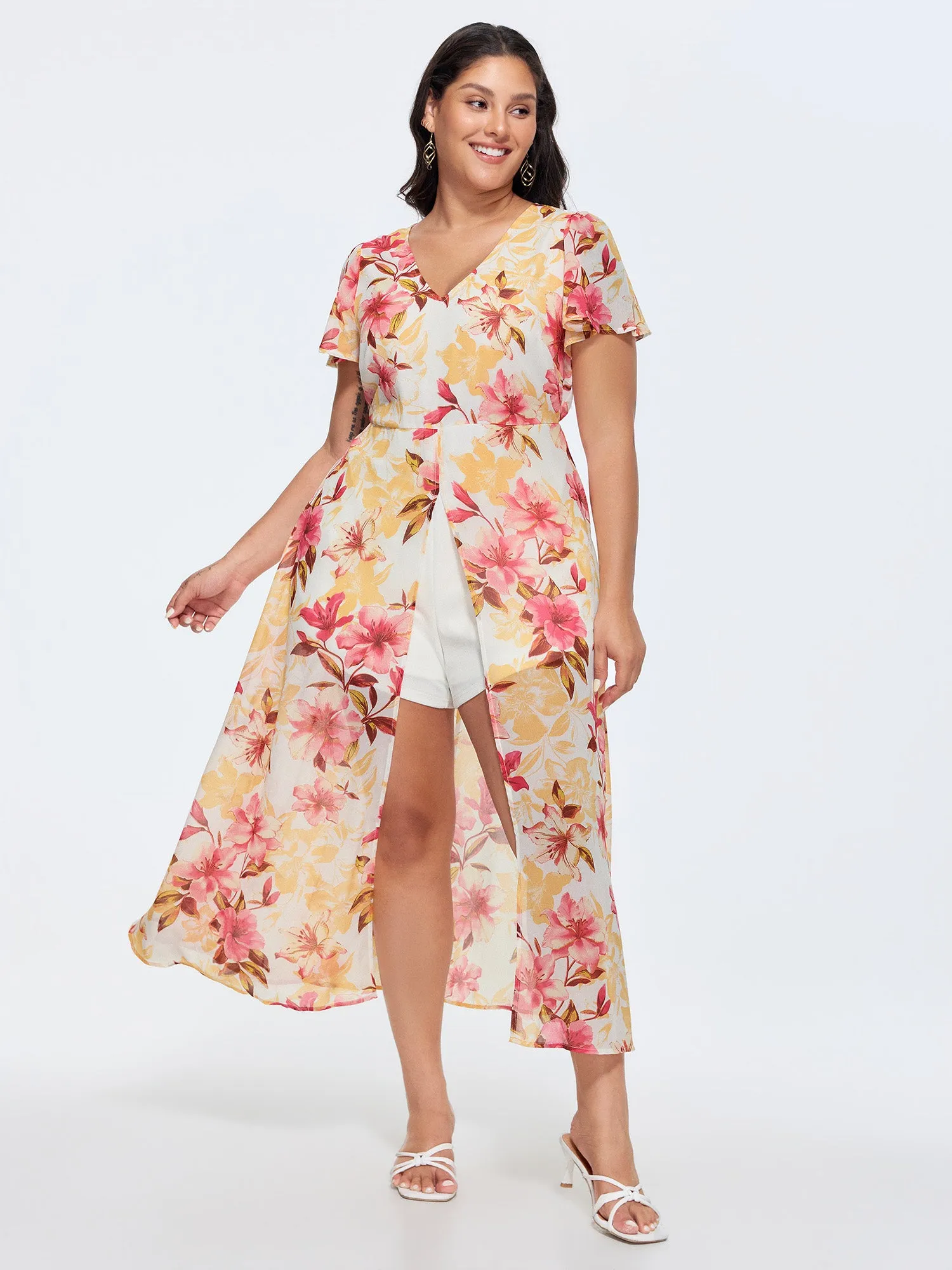 Floral Print Stretchy Layered Jumpsuit sold by Bloomchic