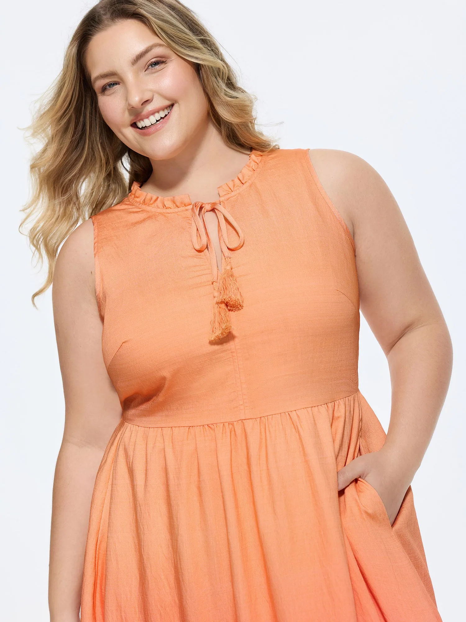 Ombre Gradient Neck-Tie Tiered Maxi Dress sold by Bloomchic product image thumbnail 2