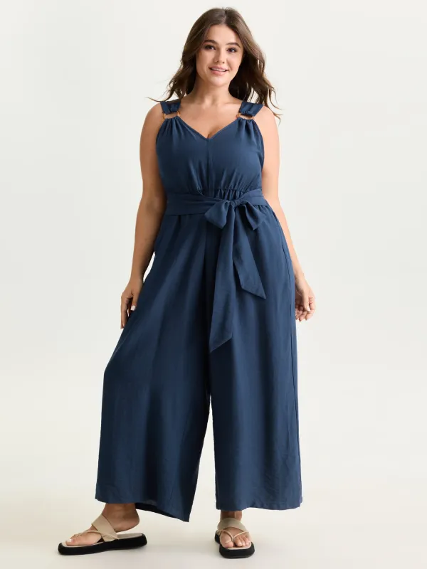 Adjustable Waist-Tie Overall Jumpsuit made by Bloomchic
