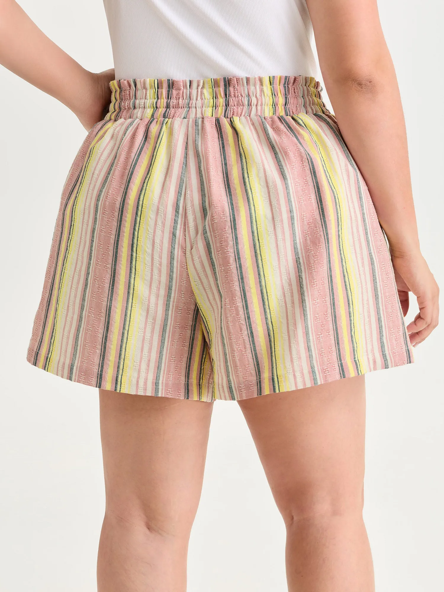 Asymmetrical Striped Tassel Drawstring Shorts sold by Bloomchic product image thumbnail 5