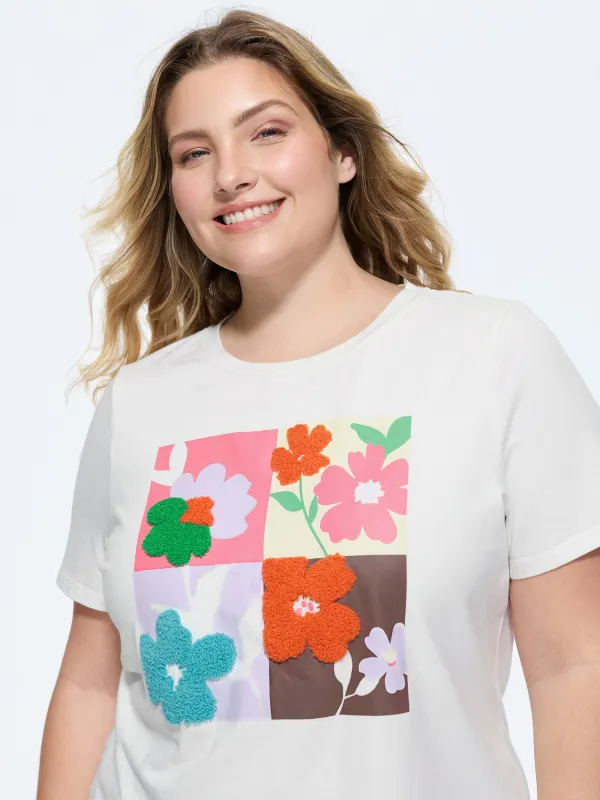 Pure Cotton Colorful Floral Collage Print T-Shirt made by Bloomchic