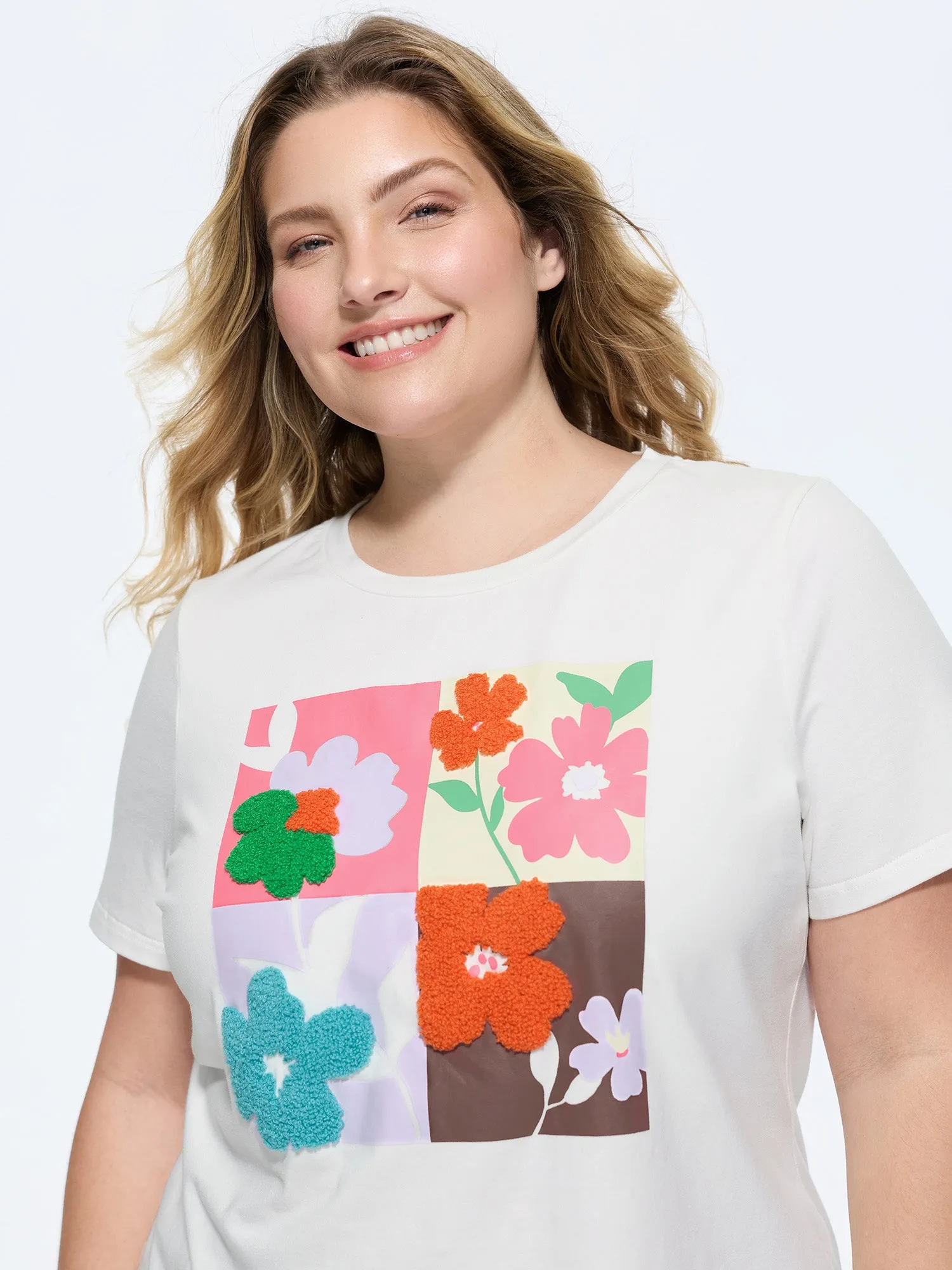 Pure Cotton Colorful Floral Collage Print T-Shirt sold by Bloomchic