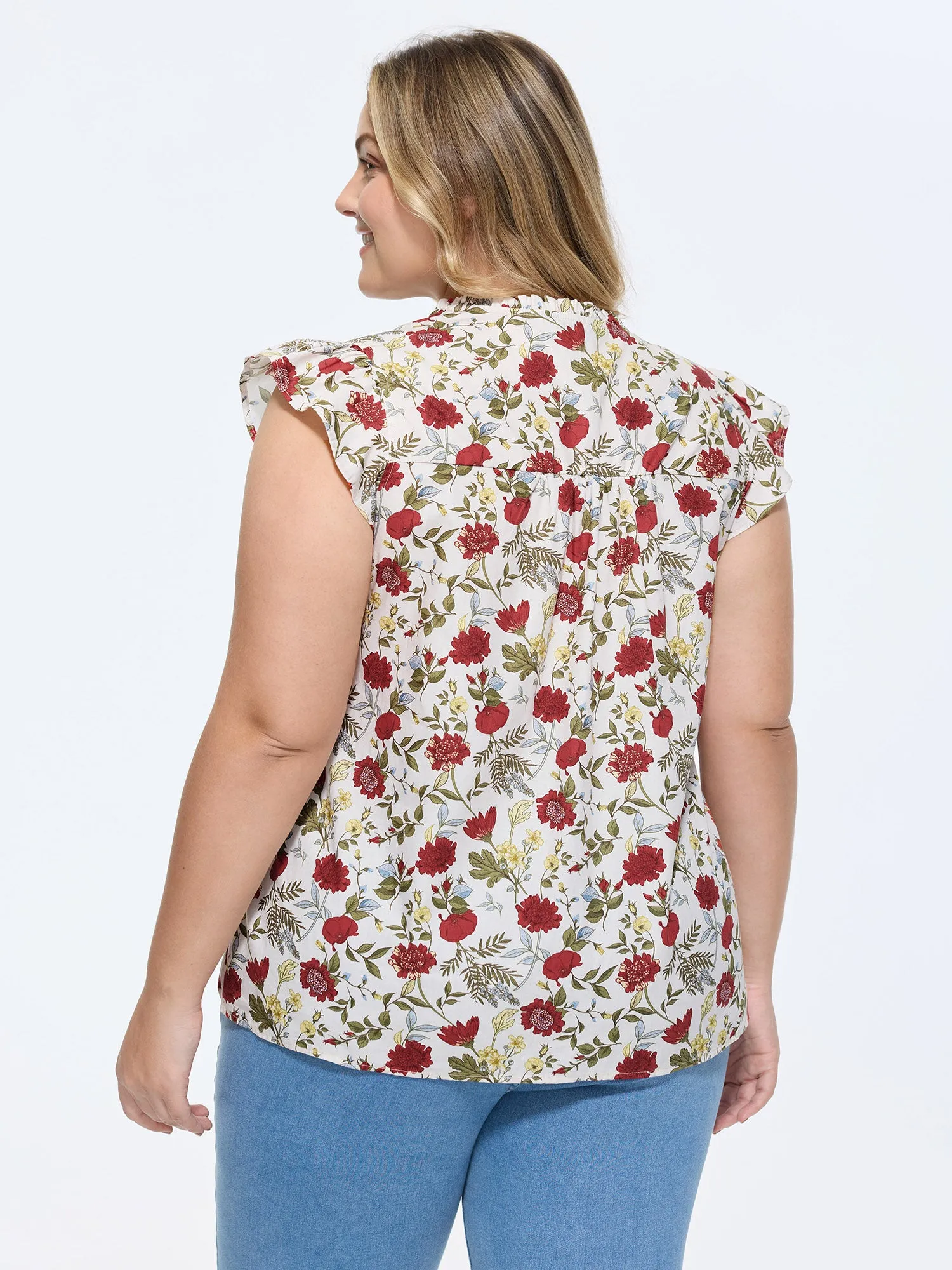 Pure Cotton Floral Print Notched Collar Blouse sold by Bloomchic product image thumbnail 4