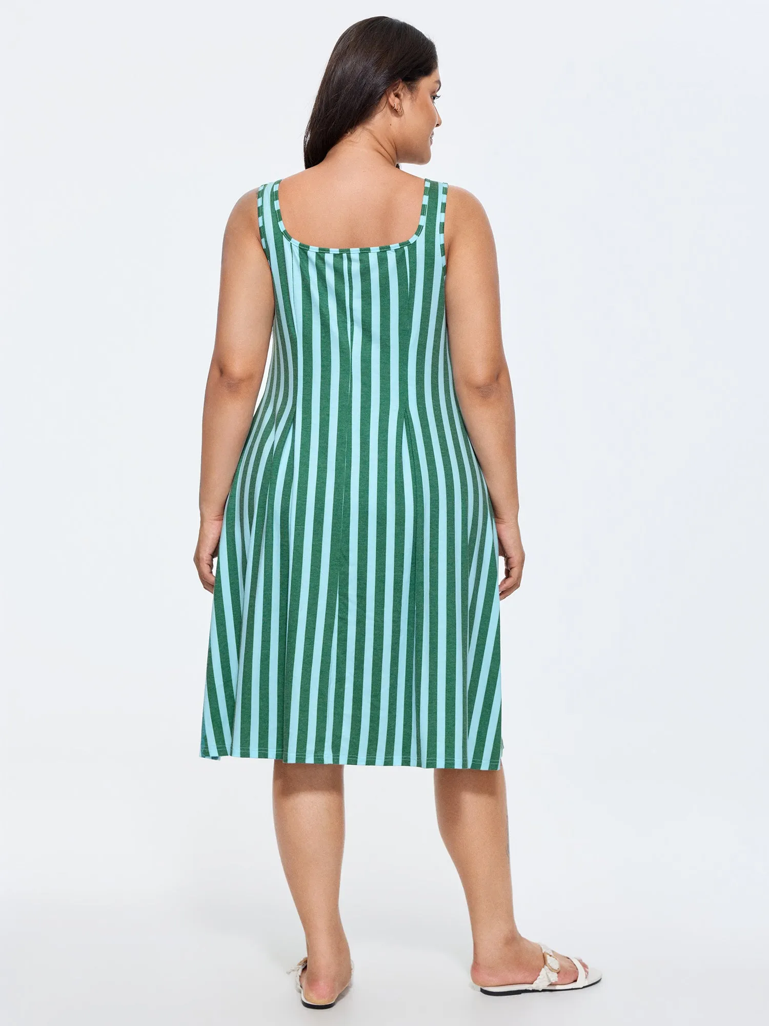 Supersoft Striped Print Scoop Neckline Midi Dress sold by Bloomchic product image thumbnail 4