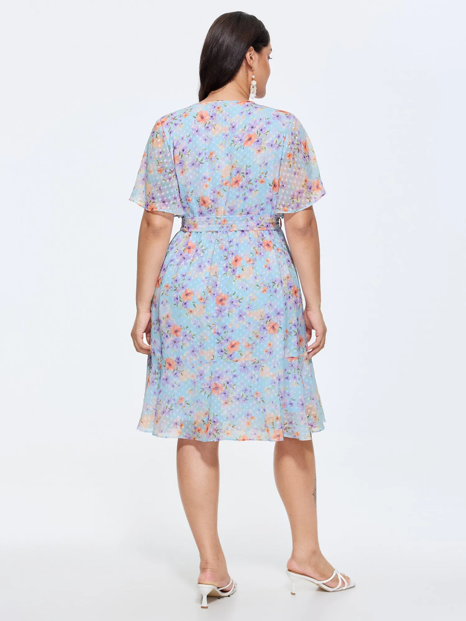 Floral Breeze Print Wrap Tie Mini Dress sold by Bloomchic product image thumbnail 4