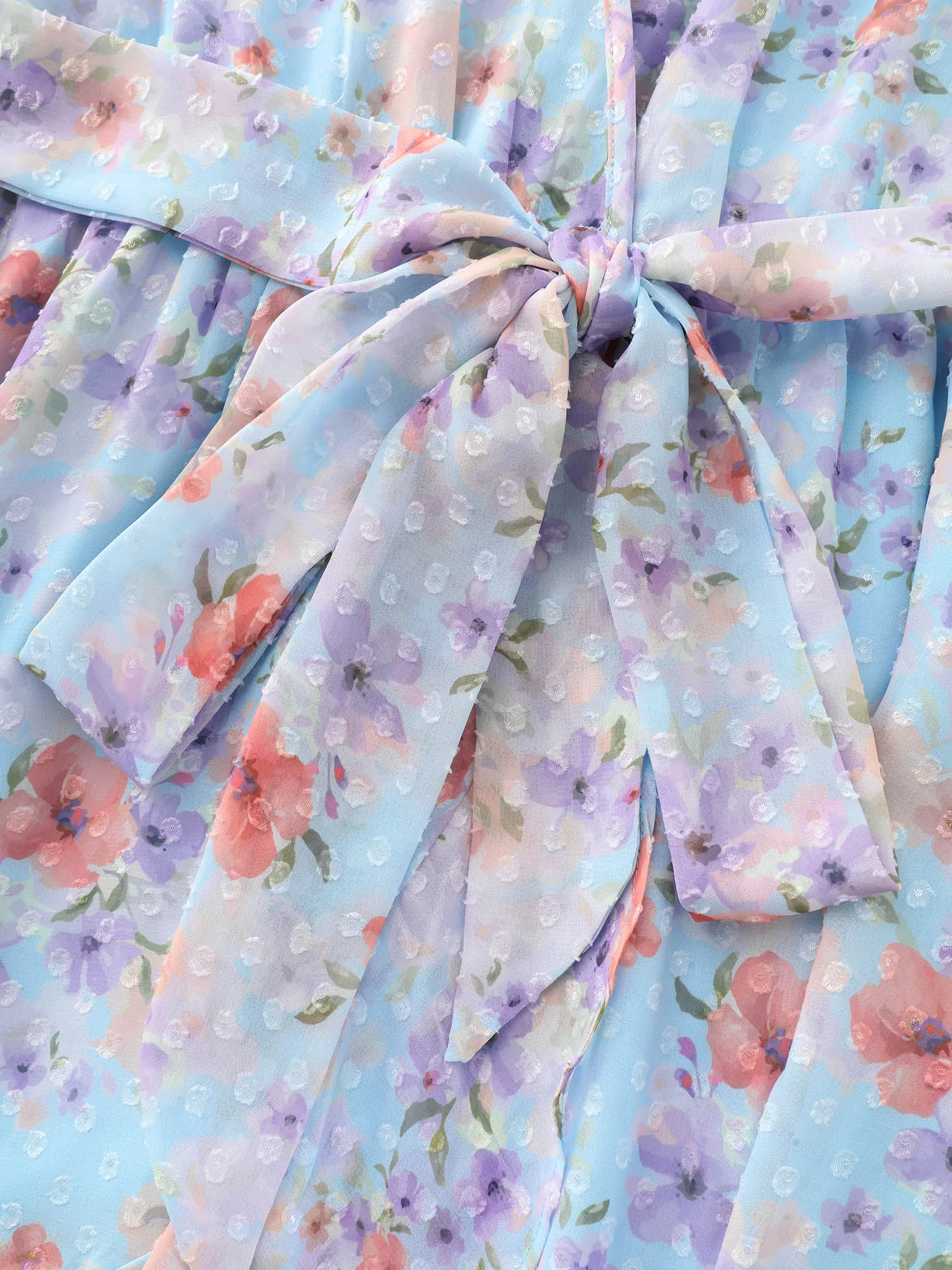 Floral Breeze Print Wrap Tie Mini Dress sold by Bloomchic product image thumbnail 5