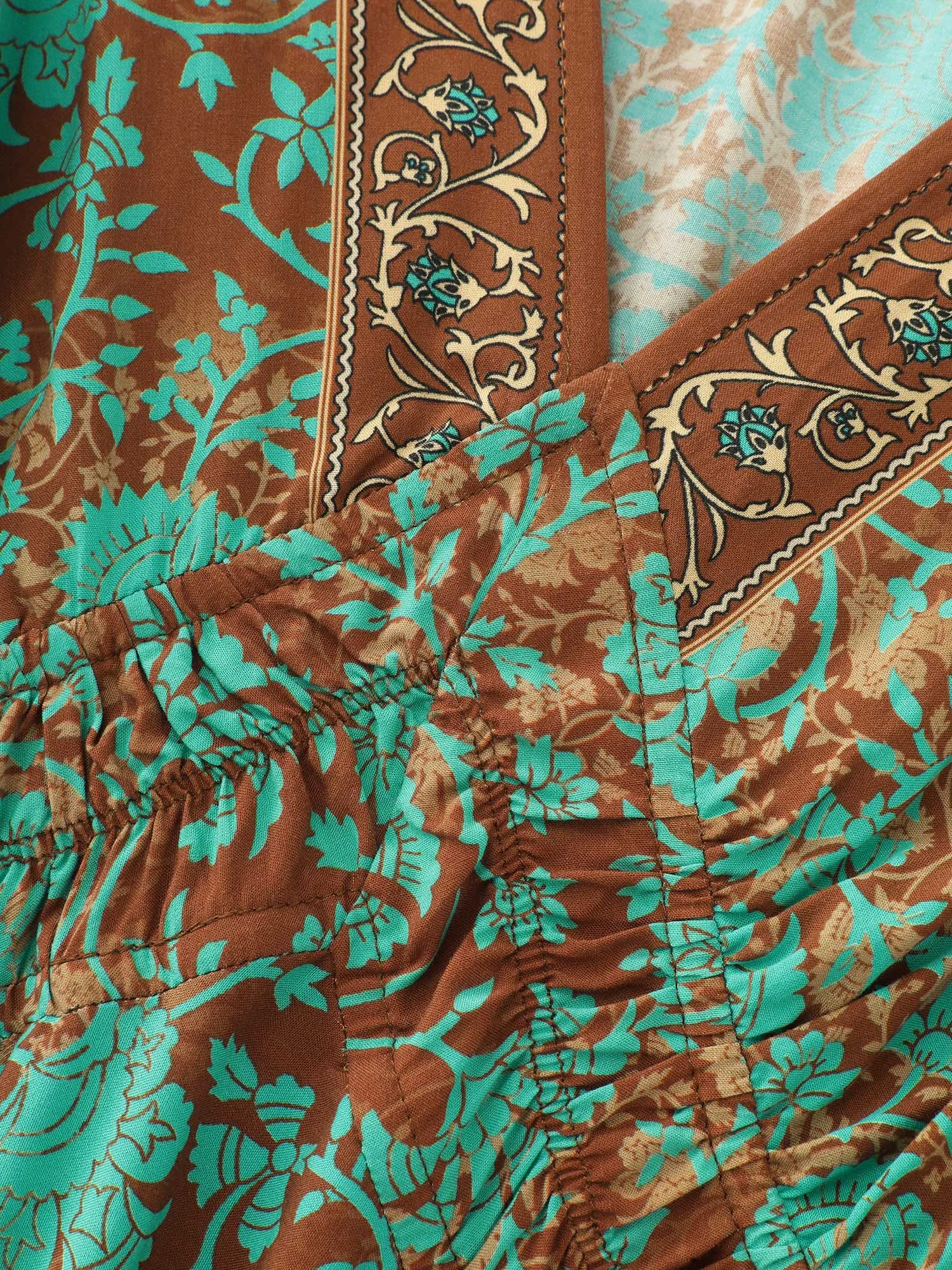 Floral Print Stretchy Cinched-Waist Maxi Dress sold by Bloomchic product image thumbnail 5