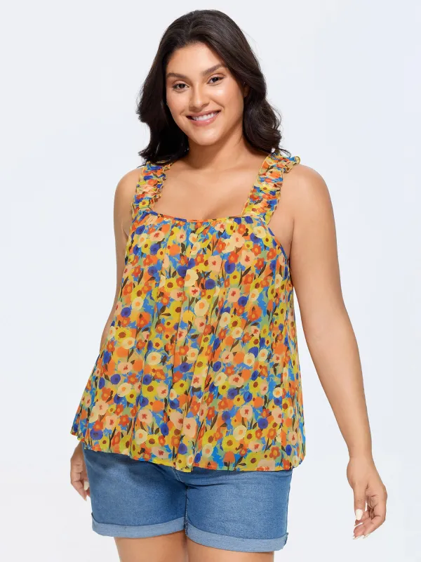 Sunkissed Floral Print Flowy Tank Top made by Bloomchic