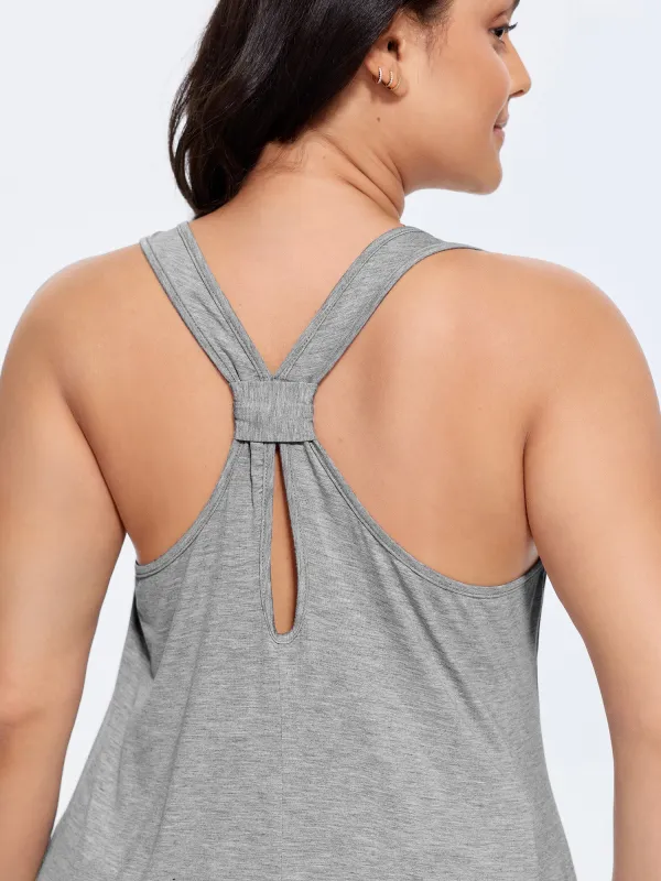 Supersoft Stretchy Curvy Hem Plain Tank Top made by Bloomchic