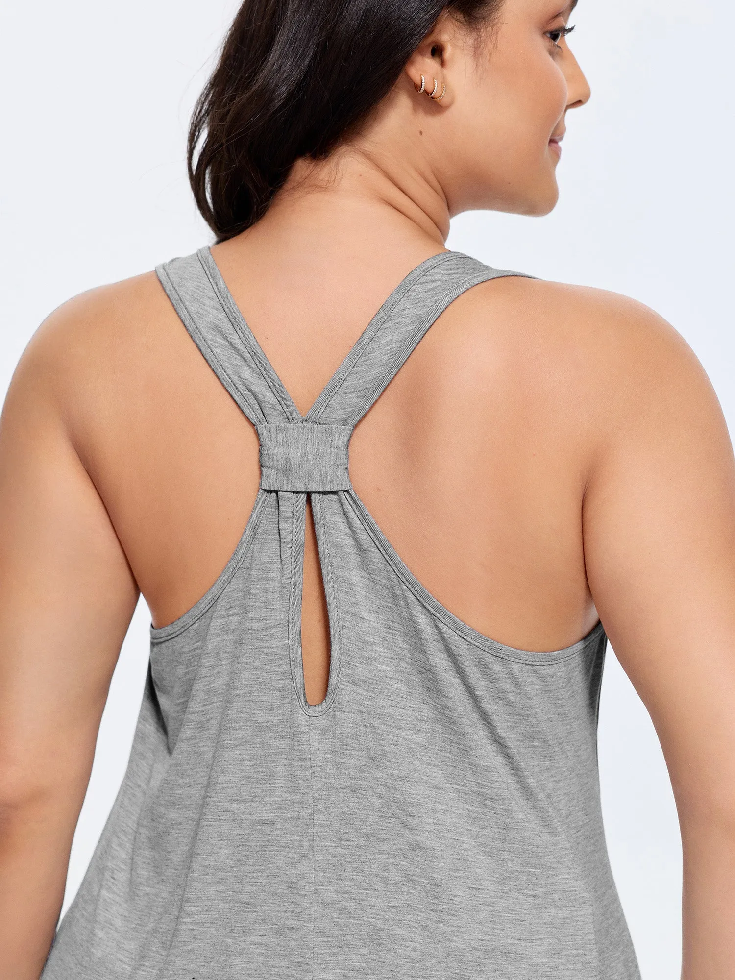 Supersoft Stretchy Curvy Hem Plain Tank Top sold by Bloomchic