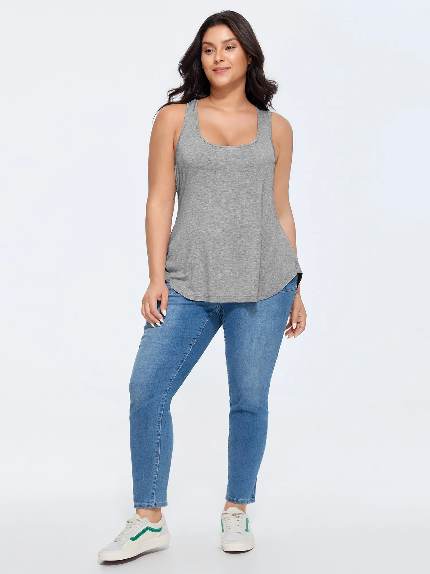 Supersoft Stretchy Curvy Hem Plain Tank Top sold by Bloomchic product image thumbnail 3