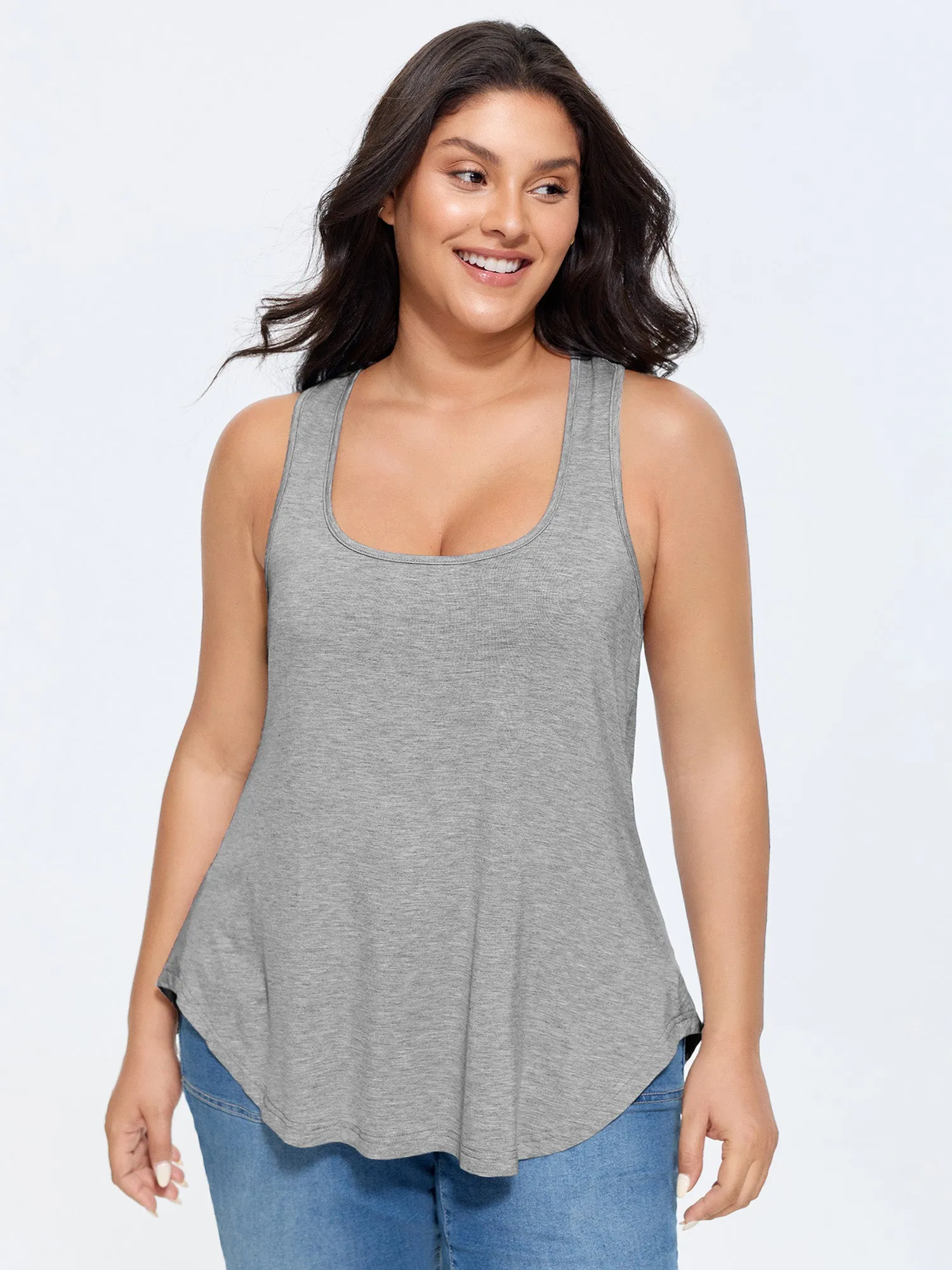 Supersoft Stretchy Curvy Hem Plain Tank Top sold by Bloomchic product image thumbnail 2