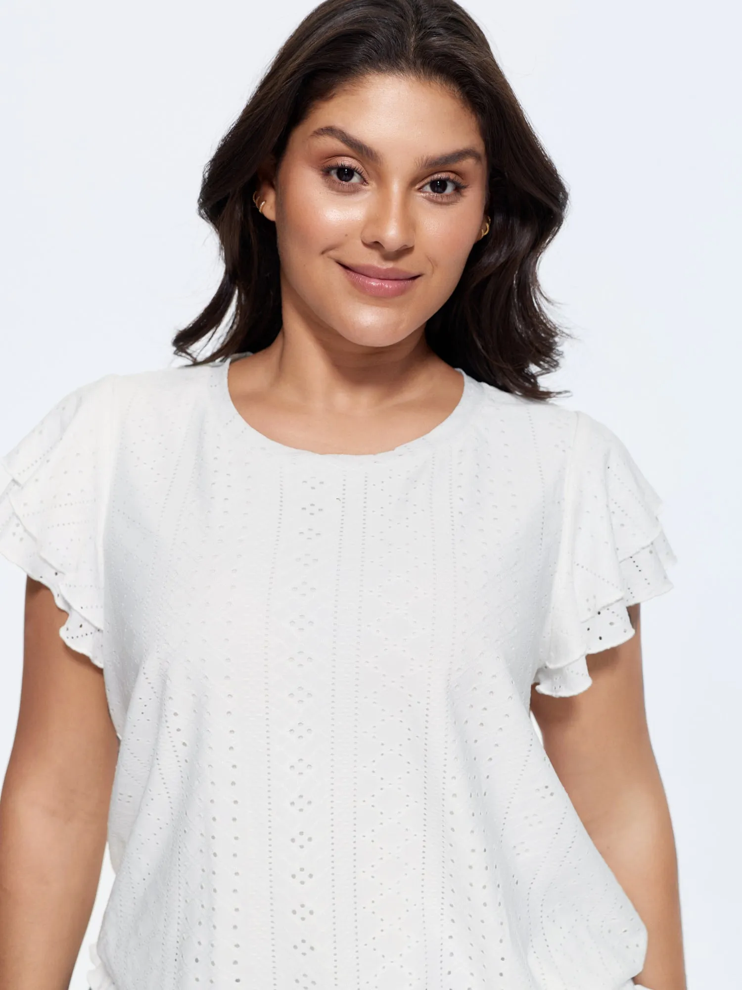 Shirred Hem Eyelet Textured T-Shirt sold by Bloomchic product image thumbnail 2