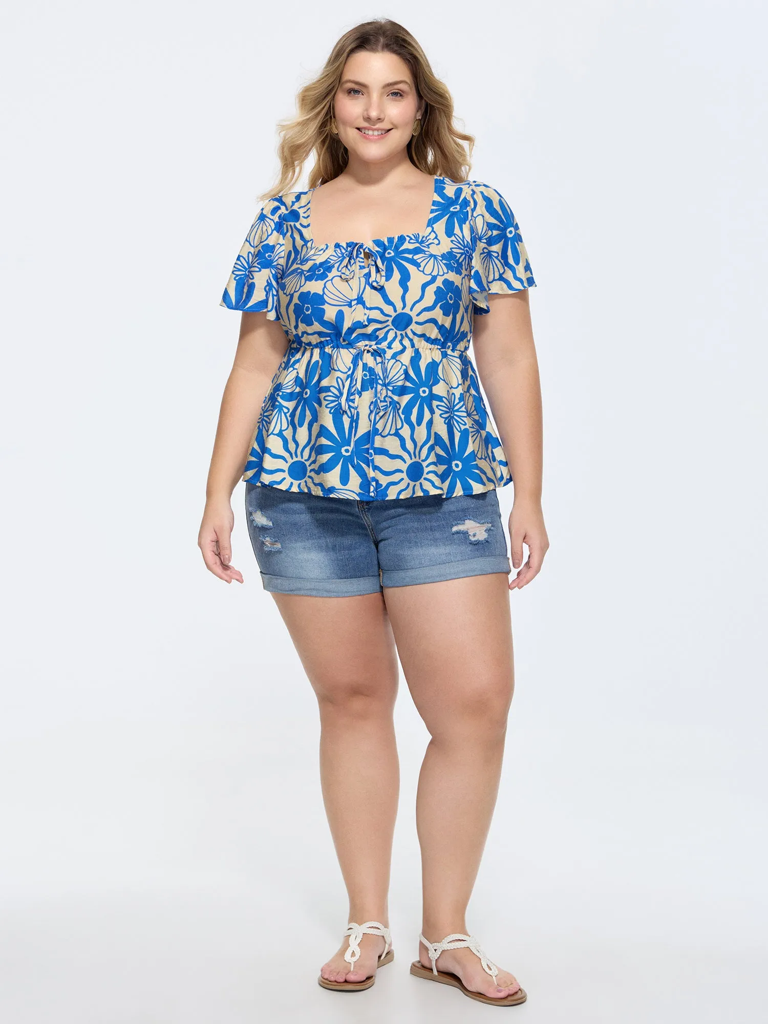 Floral Print Square Neckline Fitted Blouse sold by Bloomchic product image thumbnail 3