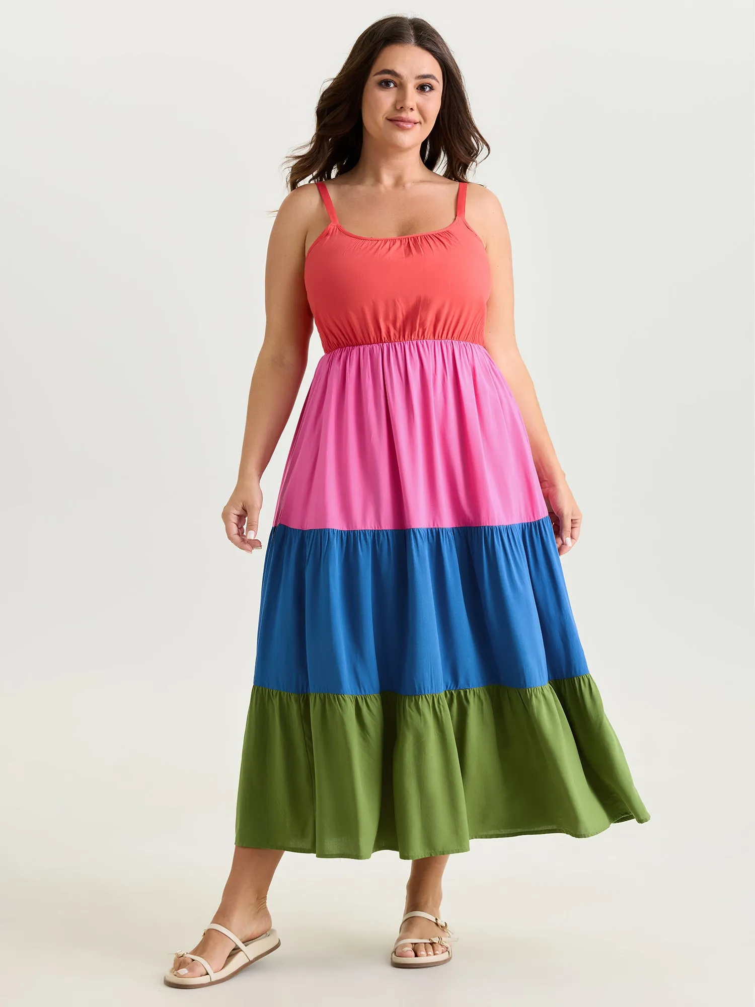 Colorblock Tiered Scoop Neck Maxi Dress sold by Bloomchic product image thumbnail 3