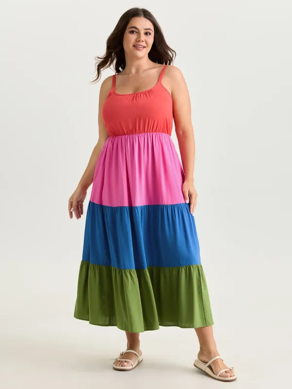 Colorblock Tiered Scoop Neck Maxi Dress made by Bloomchic