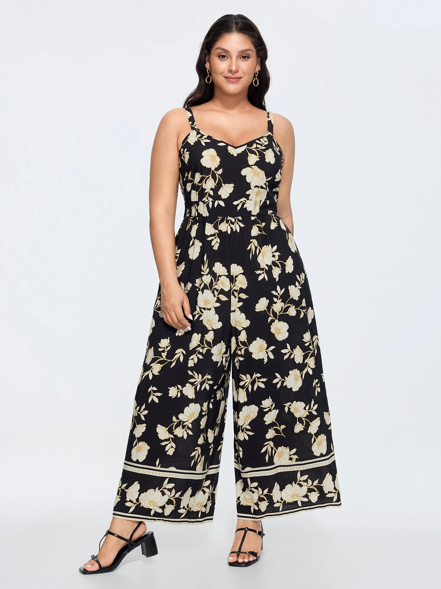Floral Print Shirred Back Jumpsuit sold by Bloomchic