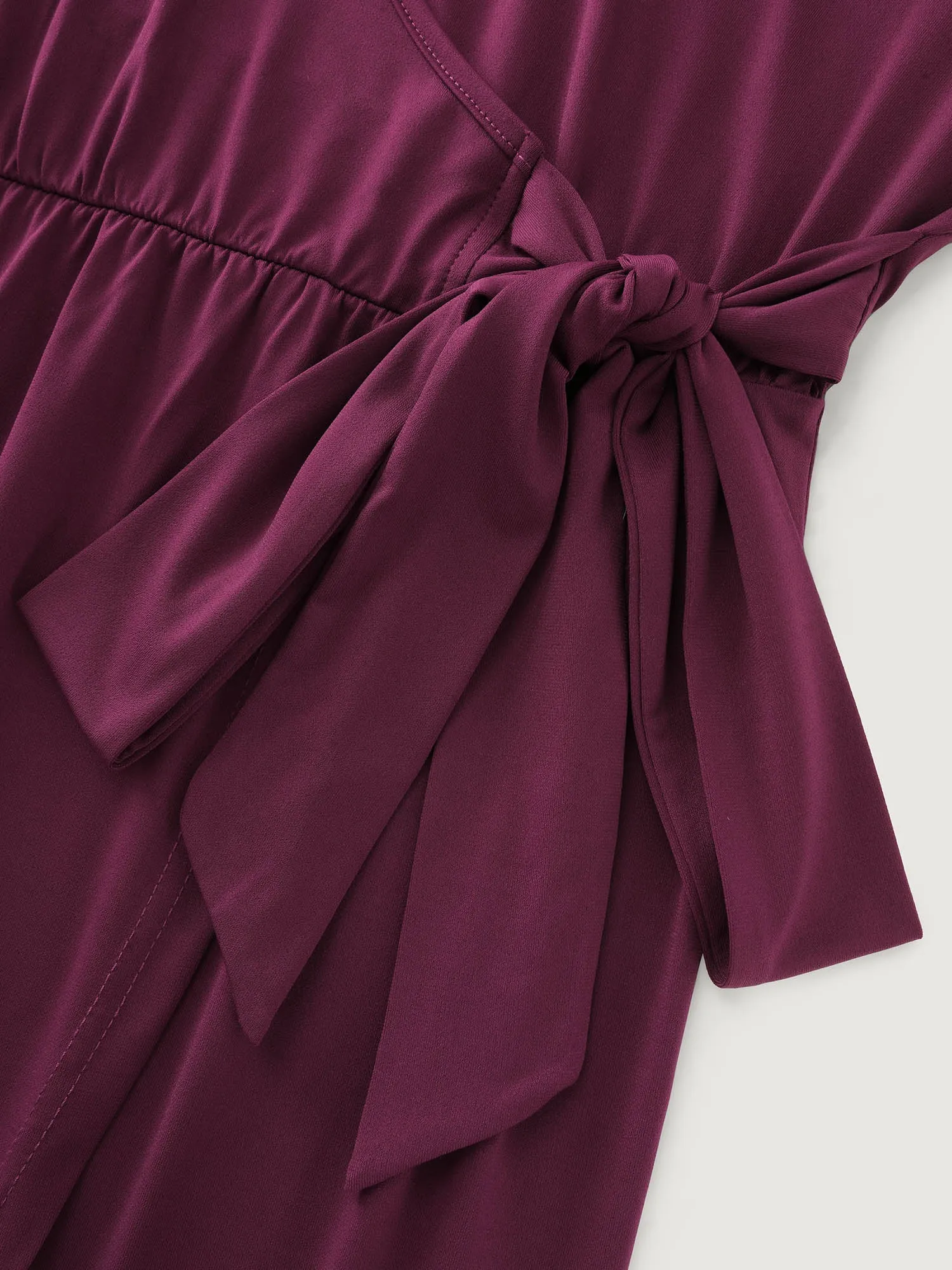 Stretchy Wrap Side-Tie Petal Hem Midi Dress sold by Bloomchic product image thumbnail 5