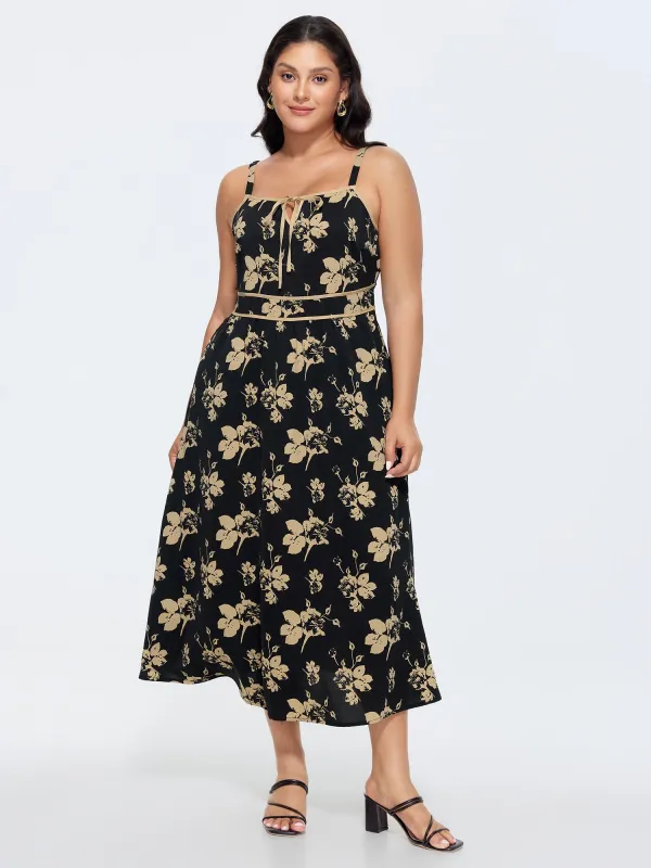 Floral Print Keyhole Neckline Maxi Dress made by Bloomchic