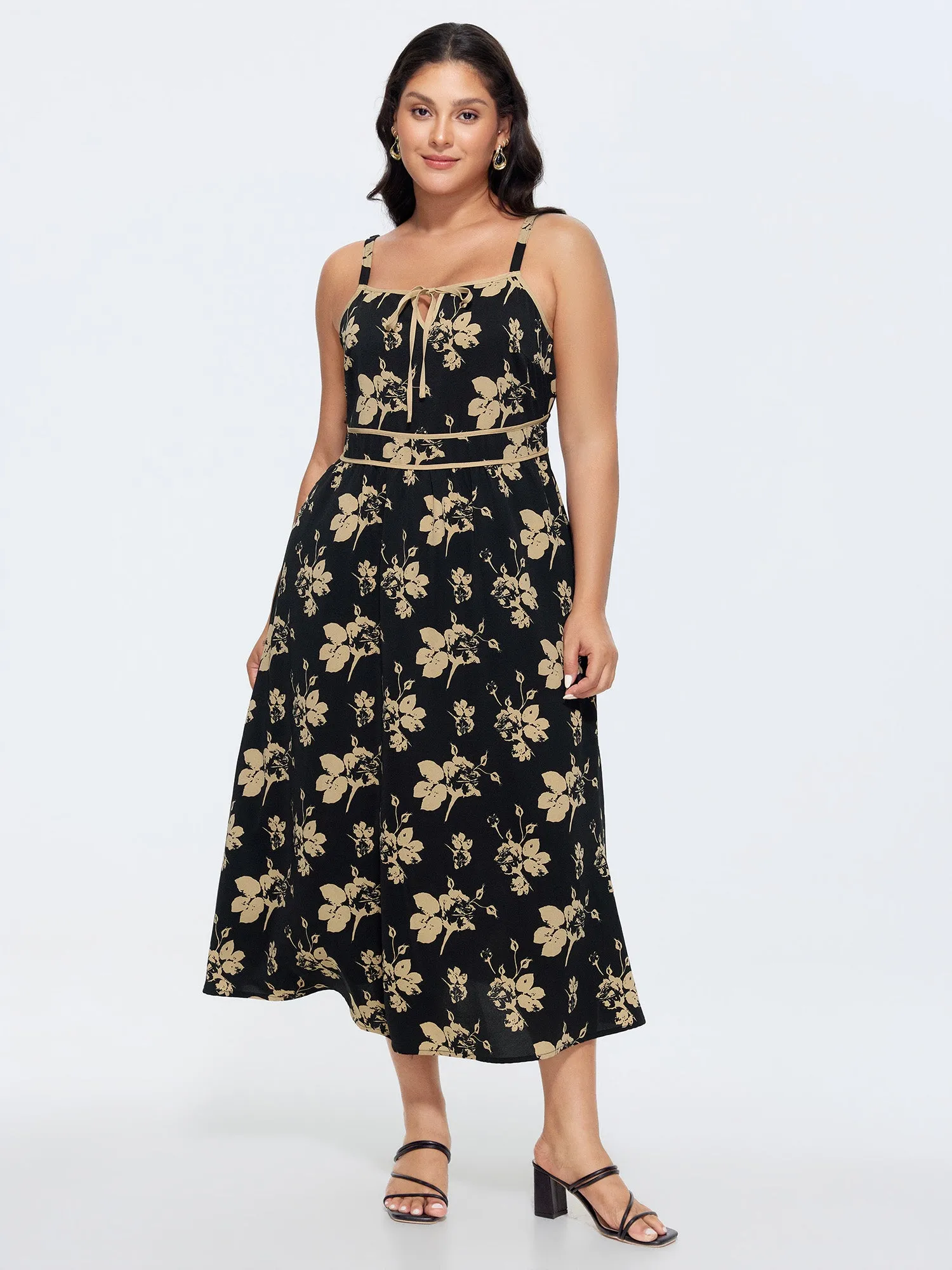Floral Print Keyhole Neckline Maxi Dress sold by Bloomchic