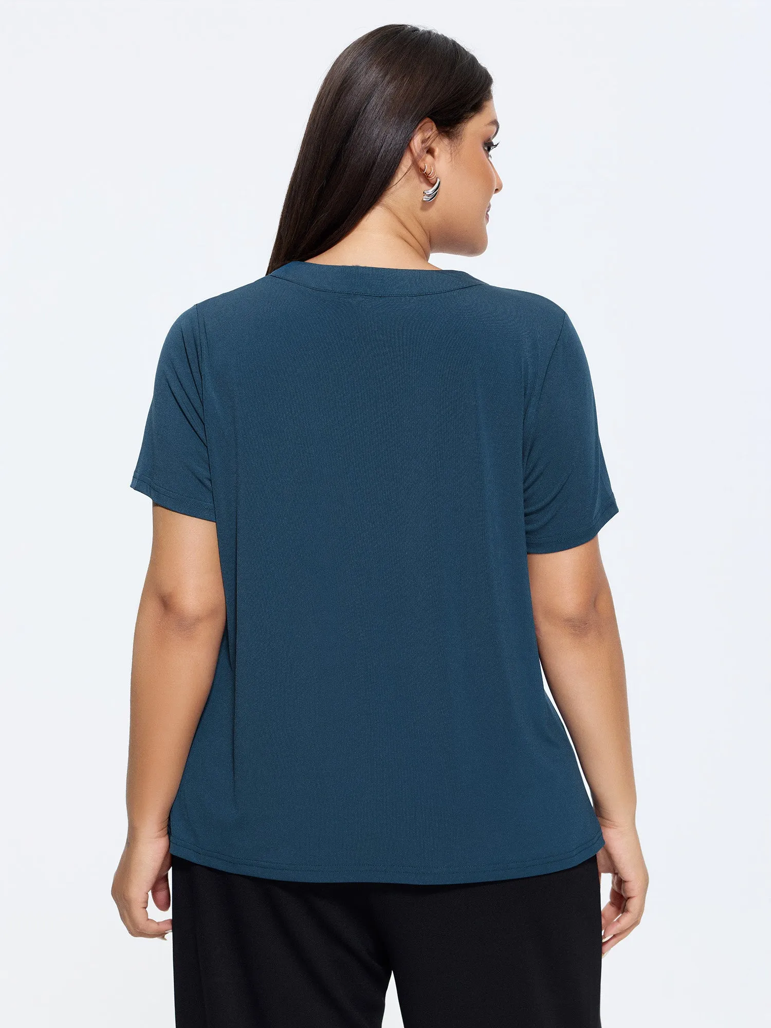 Stretchy Knotted Draped Neckline Blouse sold by Bloomchic product image thumbnail 5