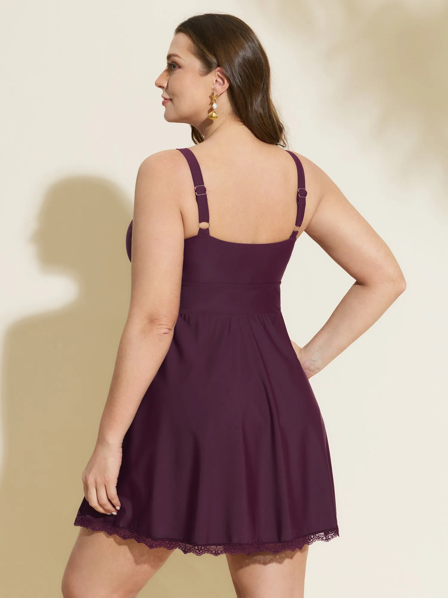 Sheer Lace Neckline Pockets Swim Dress sold by Bloomchic product image thumbnail 5