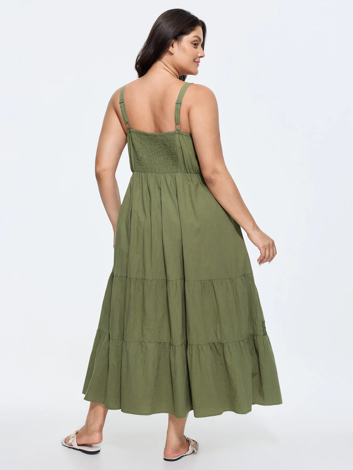 Cotton Lace Shirred Back Tiered Maxi Dress sold by Bloomchic product image thumbnail 4
