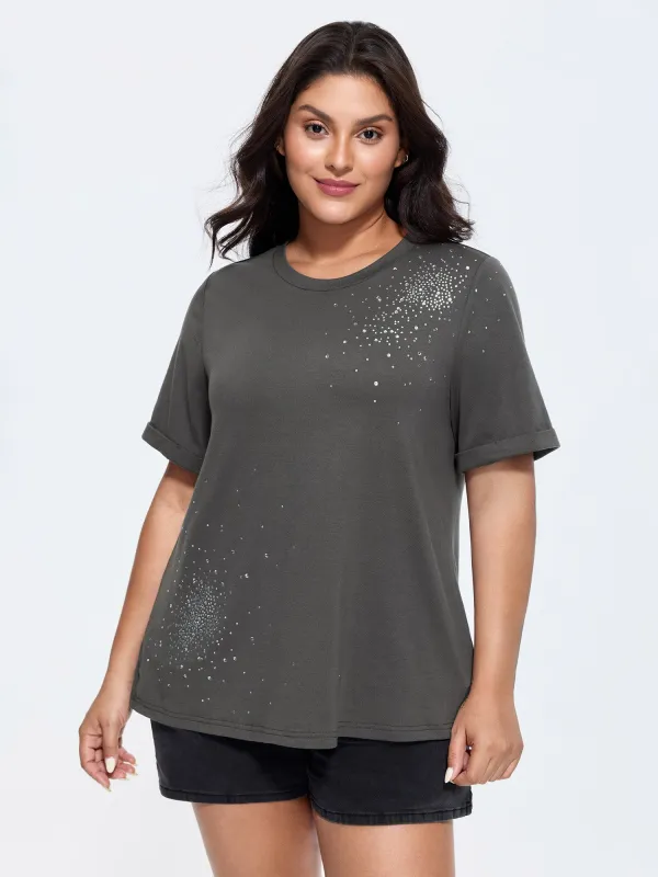 Supersoft Sequin Rhinestone Long T-Shirt made by Bloomchic