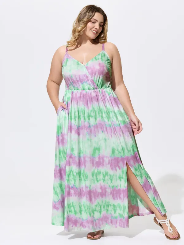 Tie-Dye Effect Flowy Knit Maxi Dress made by Bloomchic