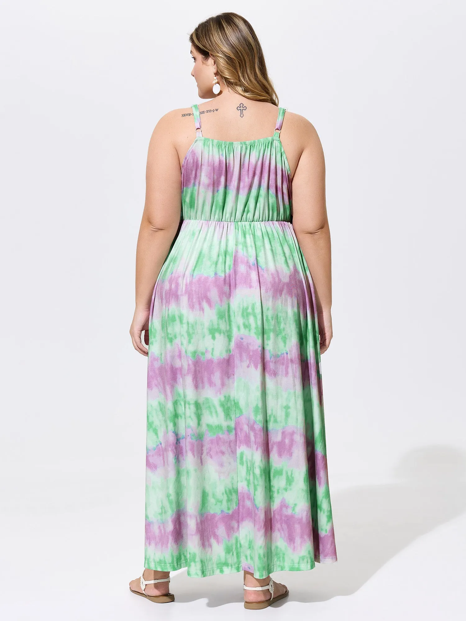 Tie-Dye Effect Flowy Knit Maxi Dress sold by Bloomchic product image thumbnail 4