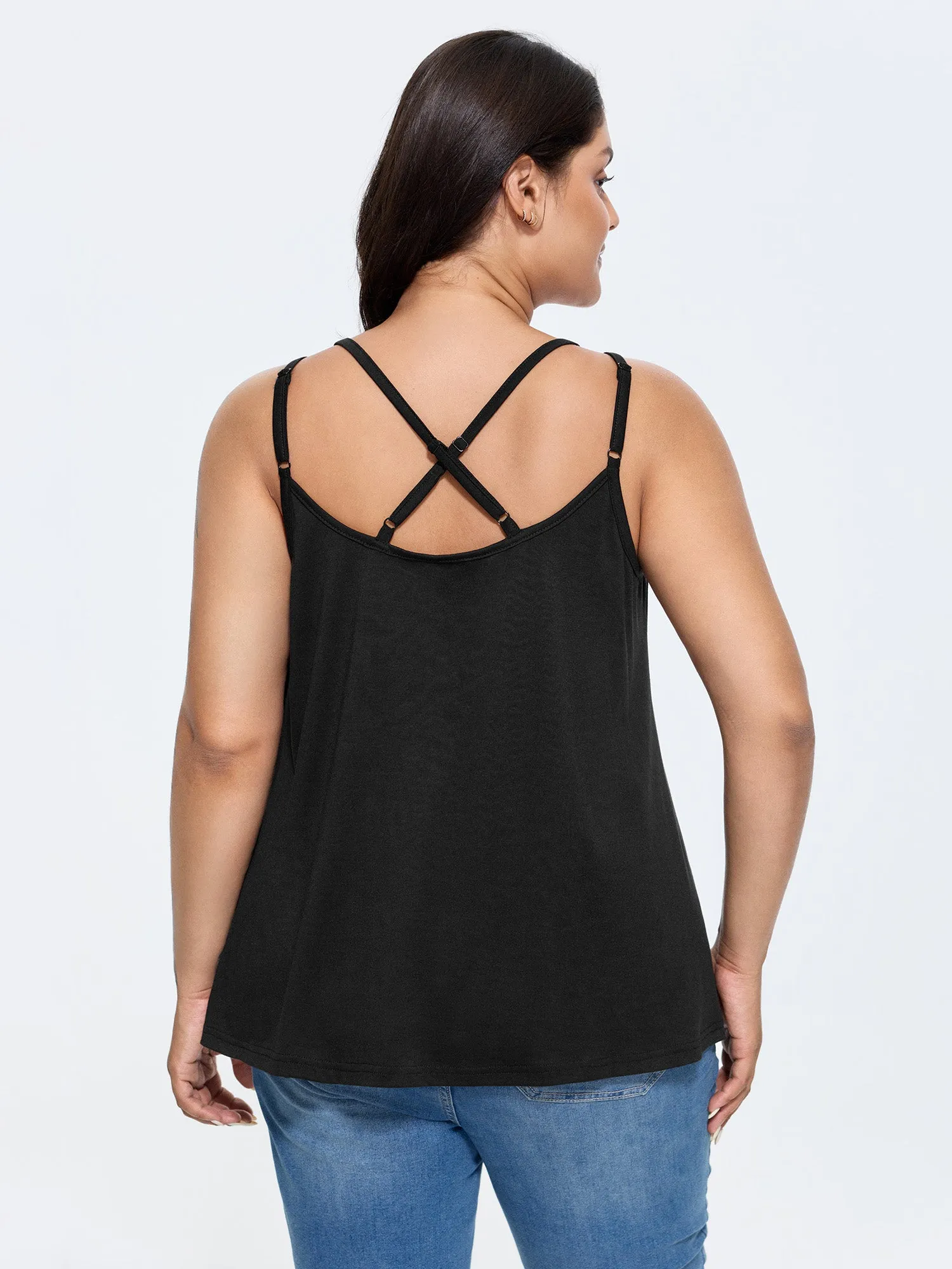 Supersoft Pleated Crossover Strap Tank Top sold by Bloomchic product image thumbnail 4