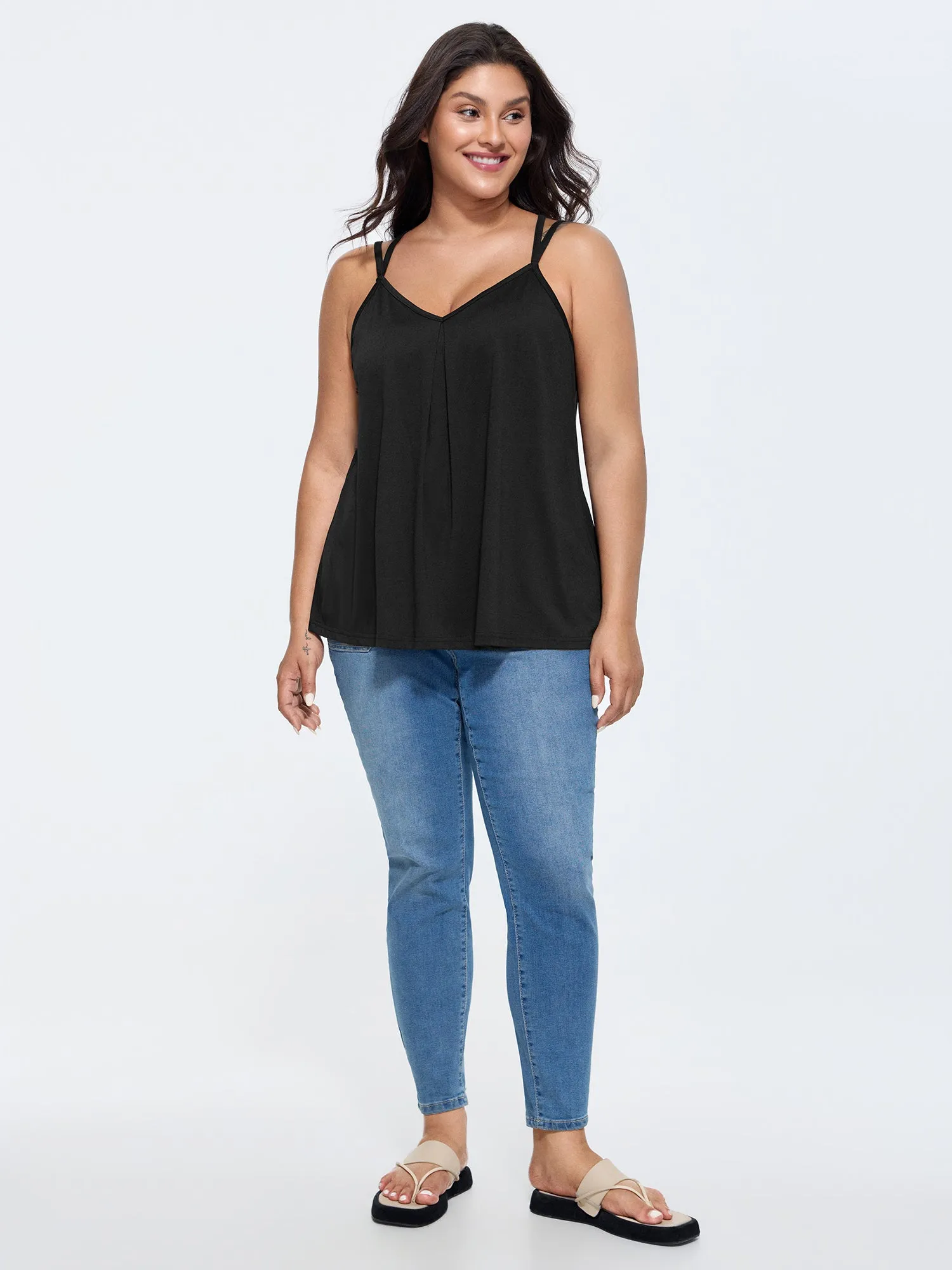 Supersoft Pleated Crossover Strap Tank Top sold by Bloomchic product image thumbnail 3