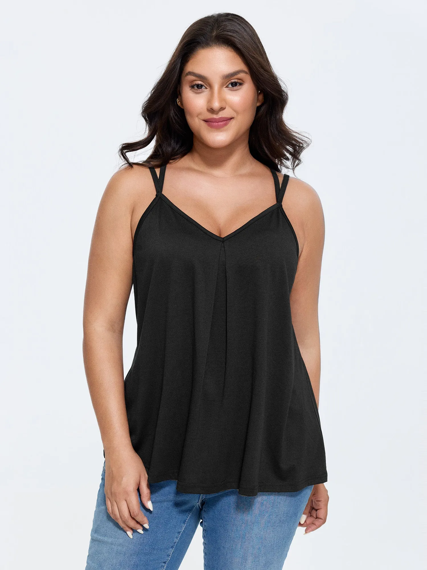 Supersoft Pleated Crossover Strap Tank Top sold by Bloomchic
