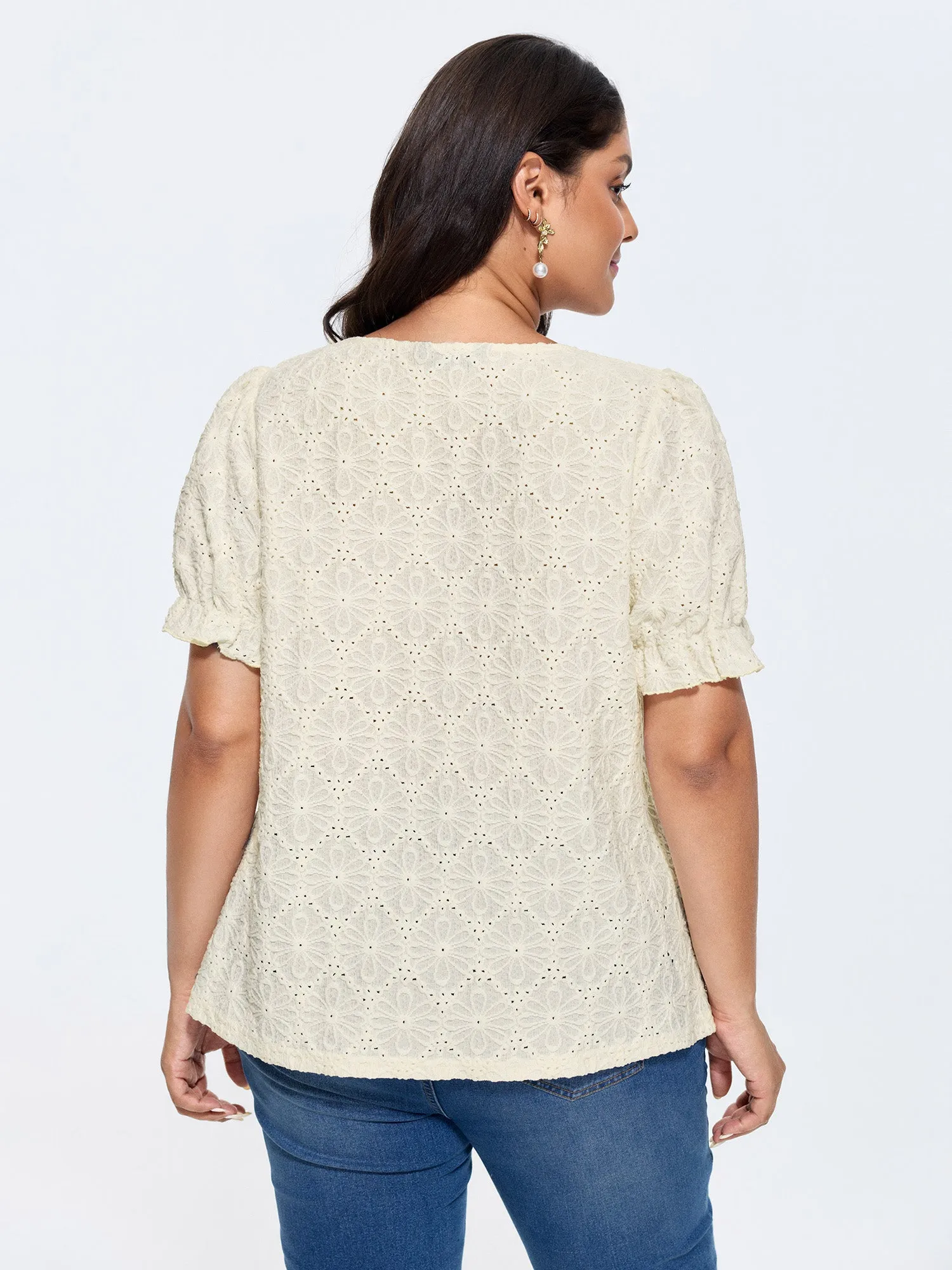 Floral Textured Split Neckline Blouse sold by Bloomchic product image thumbnail 4