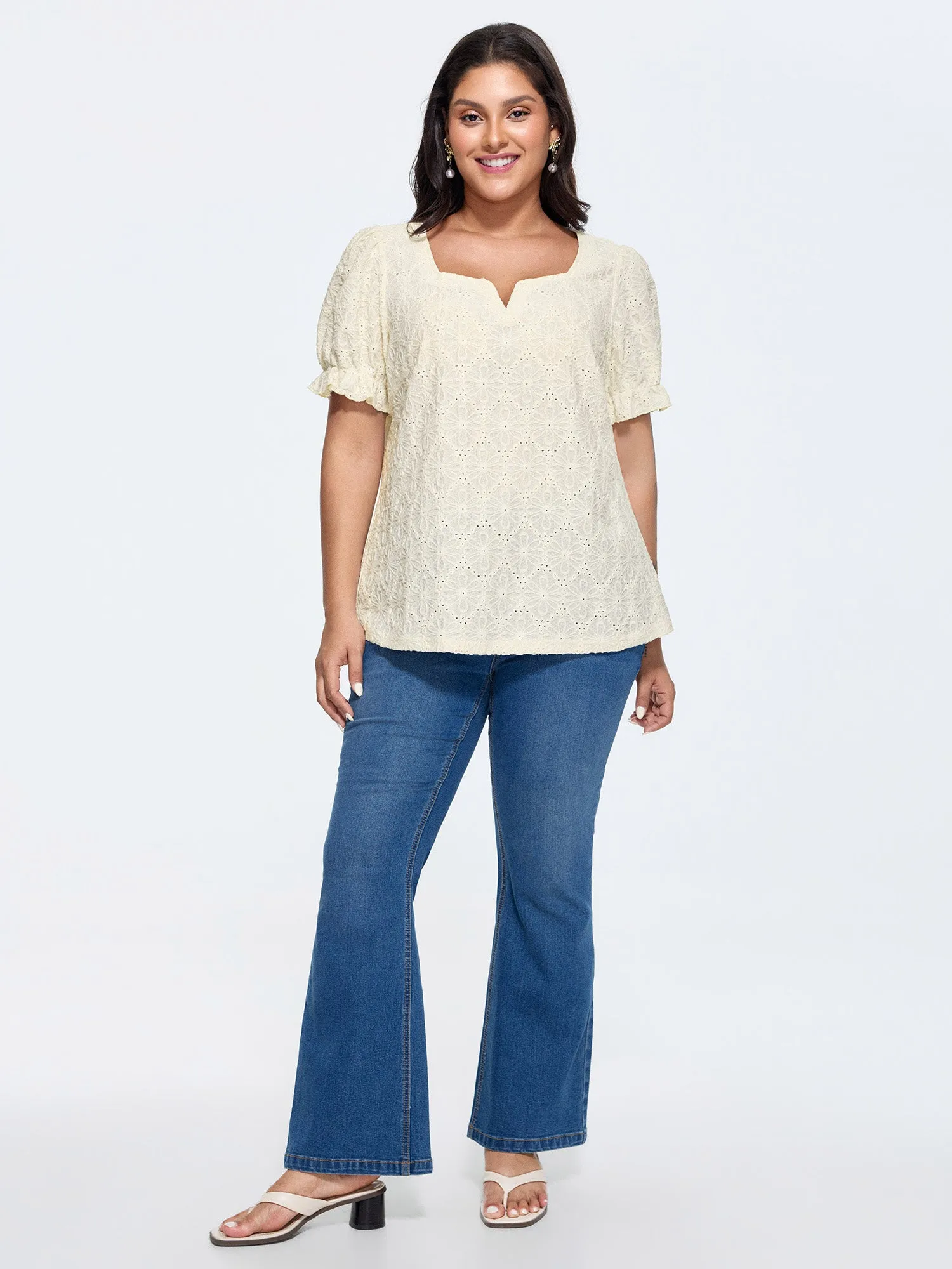 Floral Textured Split Neckline Blouse sold by Bloomchic product image thumbnail 3