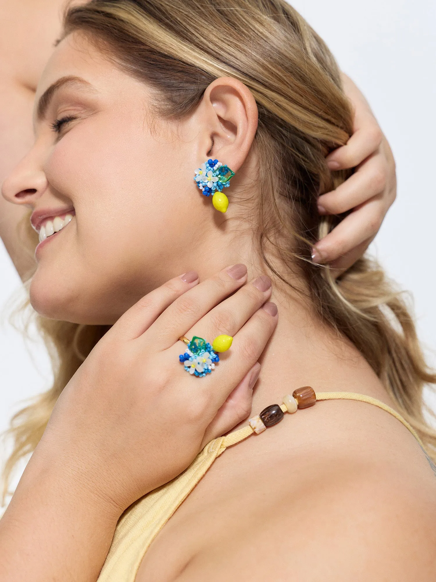 Colorful Beaded Gold-Tone Ring sold by Bloomchic