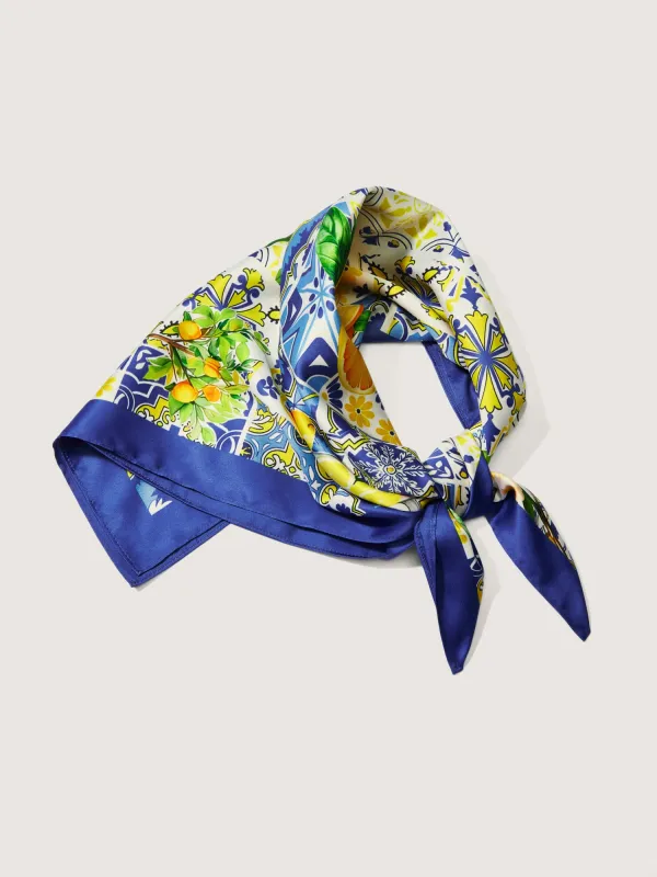 Lemon Grove Print Contrast Scarf made by Bloomchic