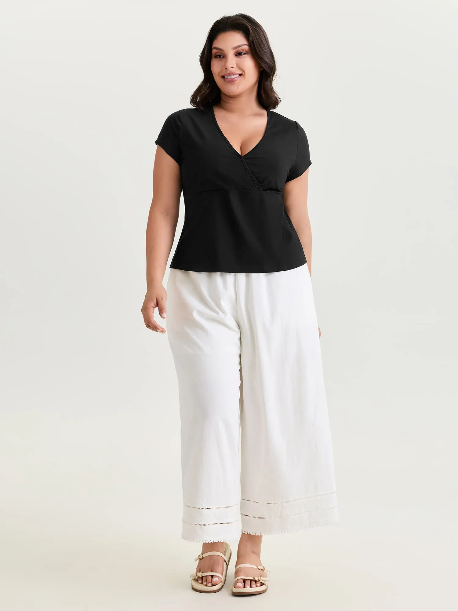 Cotton Stretchy V-Neckline Plain T-Shirt sold by Bloomchic product image thumbnail 3