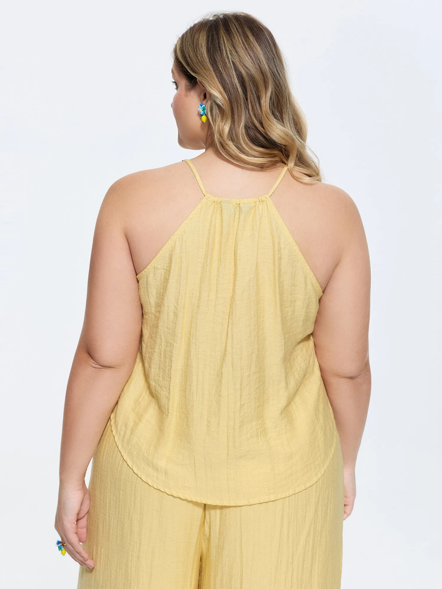 Linen Blend Halter Neckline Tank Top sold by Bloomchic product image thumbnail 4