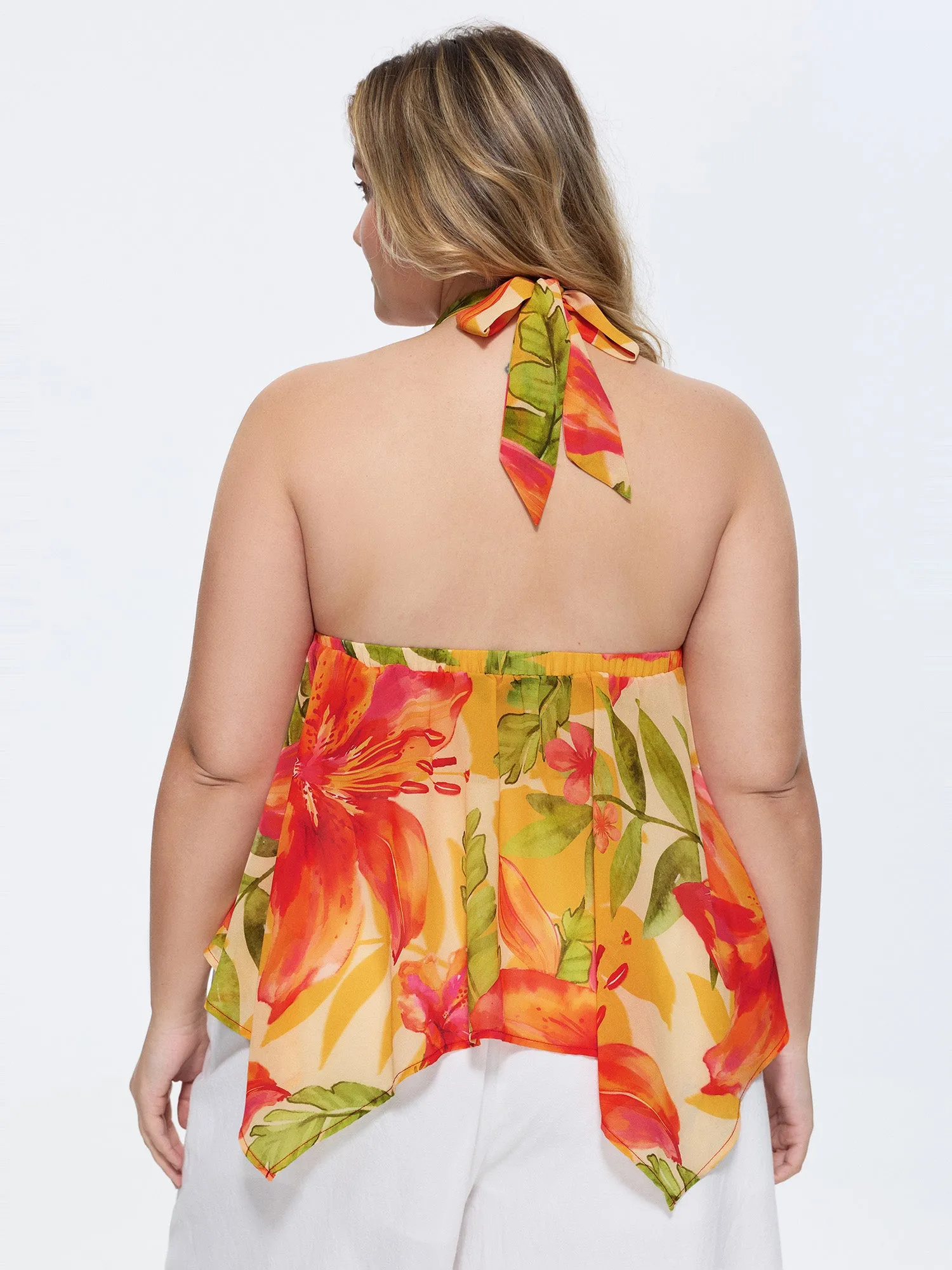 Vibrant Floral Print Handkerchief Hem Tank Top sold by Bloomchic product image thumbnail 5