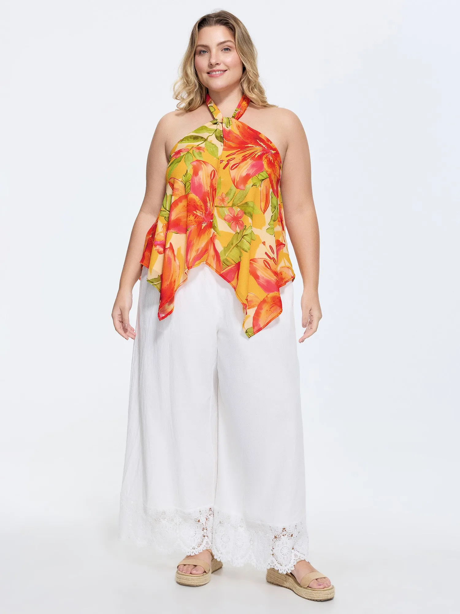 Vibrant Floral Print Handkerchief Hem Tank Top sold by Bloomchic product image thumbnail 3