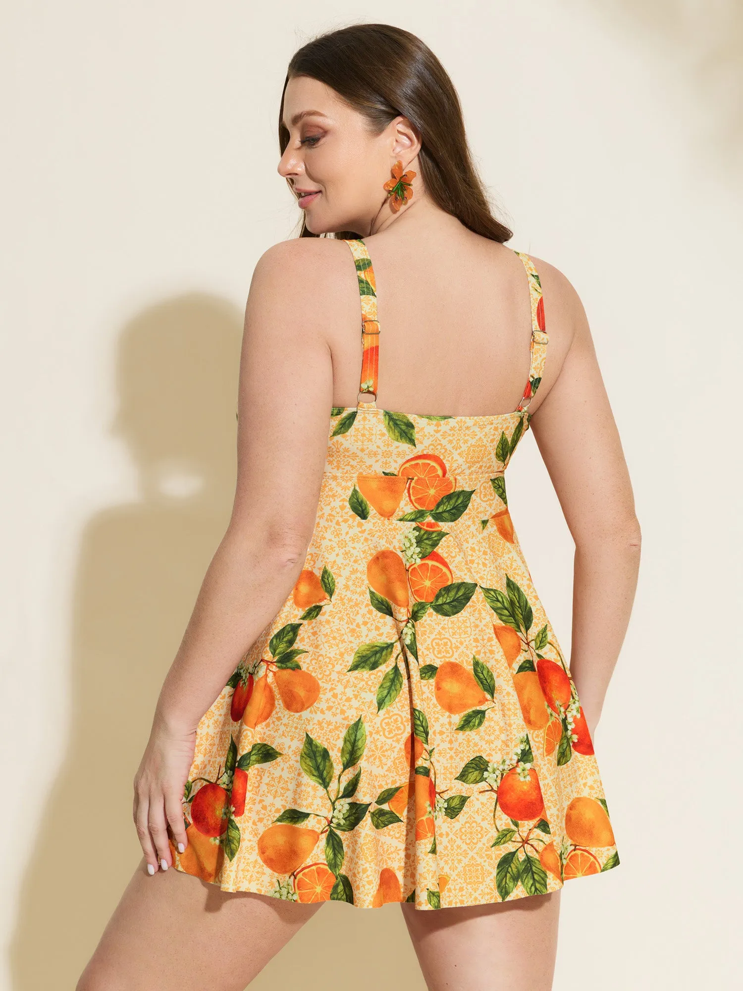 Orange Print Pockets Cut-Out Swim Dress sold by Bloomchic product image thumbnail 5