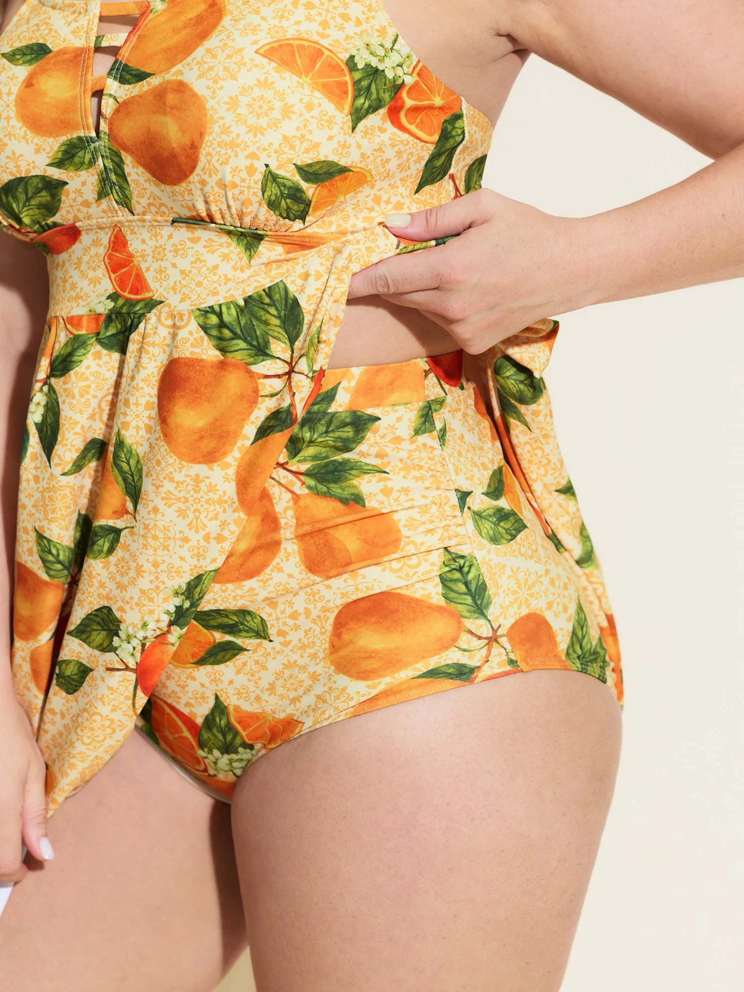 Orange Print Pockets Cut-Out Swim Dress sold by Bloomchic product image thumbnail 2