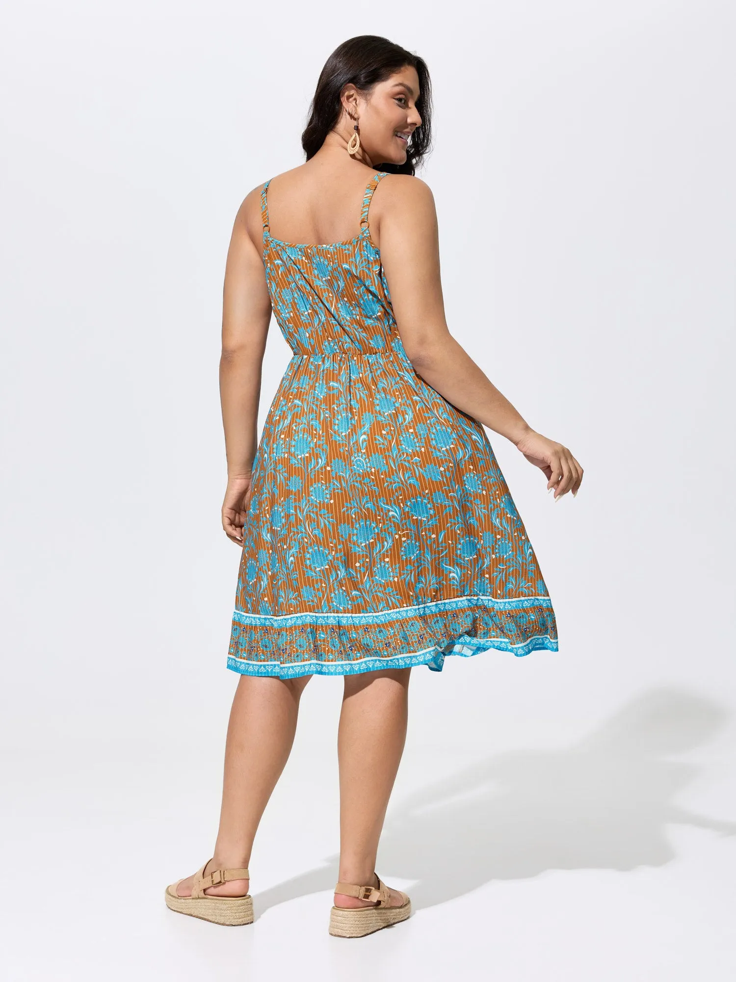 Floral Striped Print Button Detail Mini Dress sold by Bloomchic product image thumbnail 4