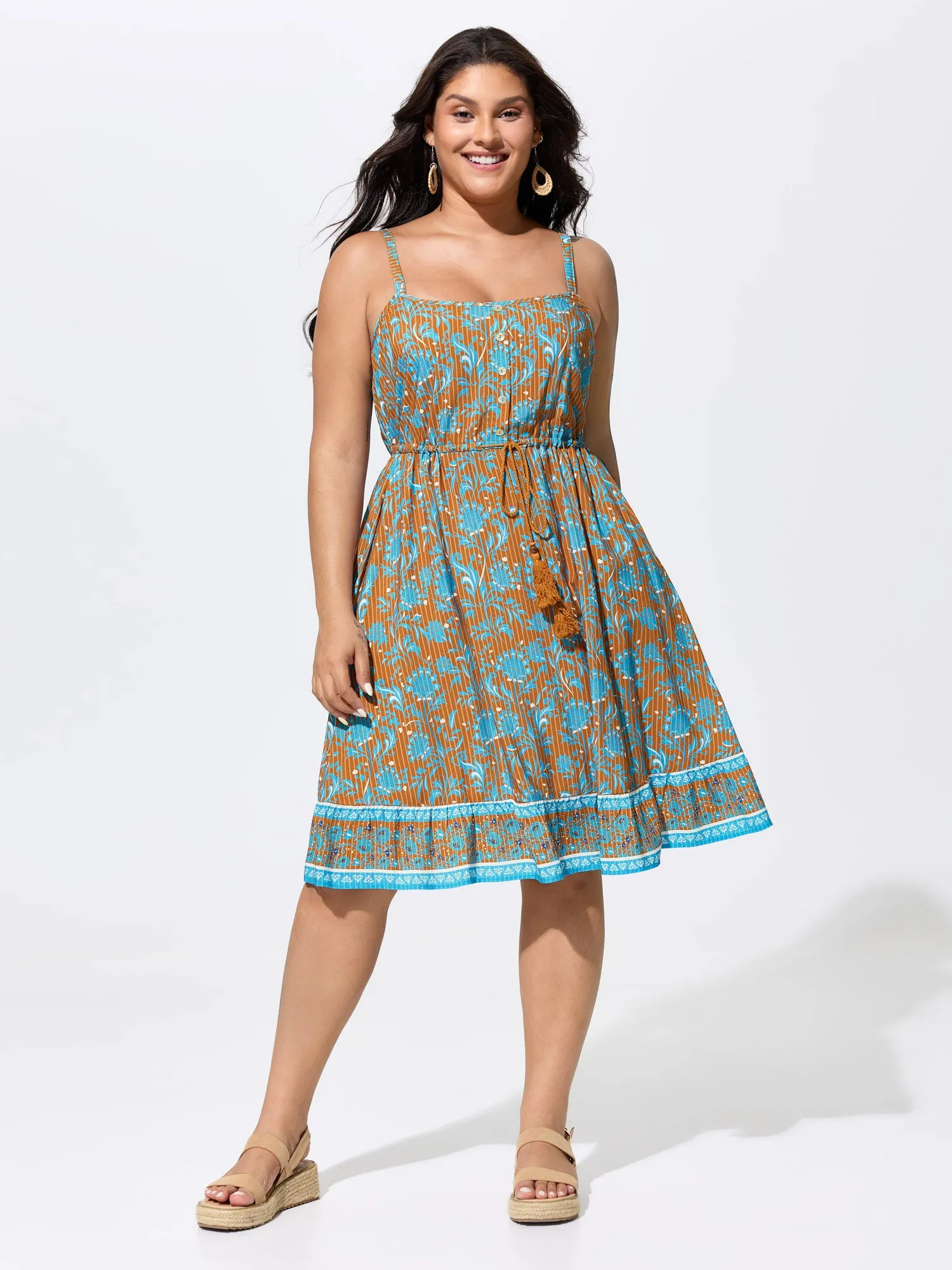 Floral Striped Print Button Detail Mini Dress sold by Bloomchic product image thumbnail 3
