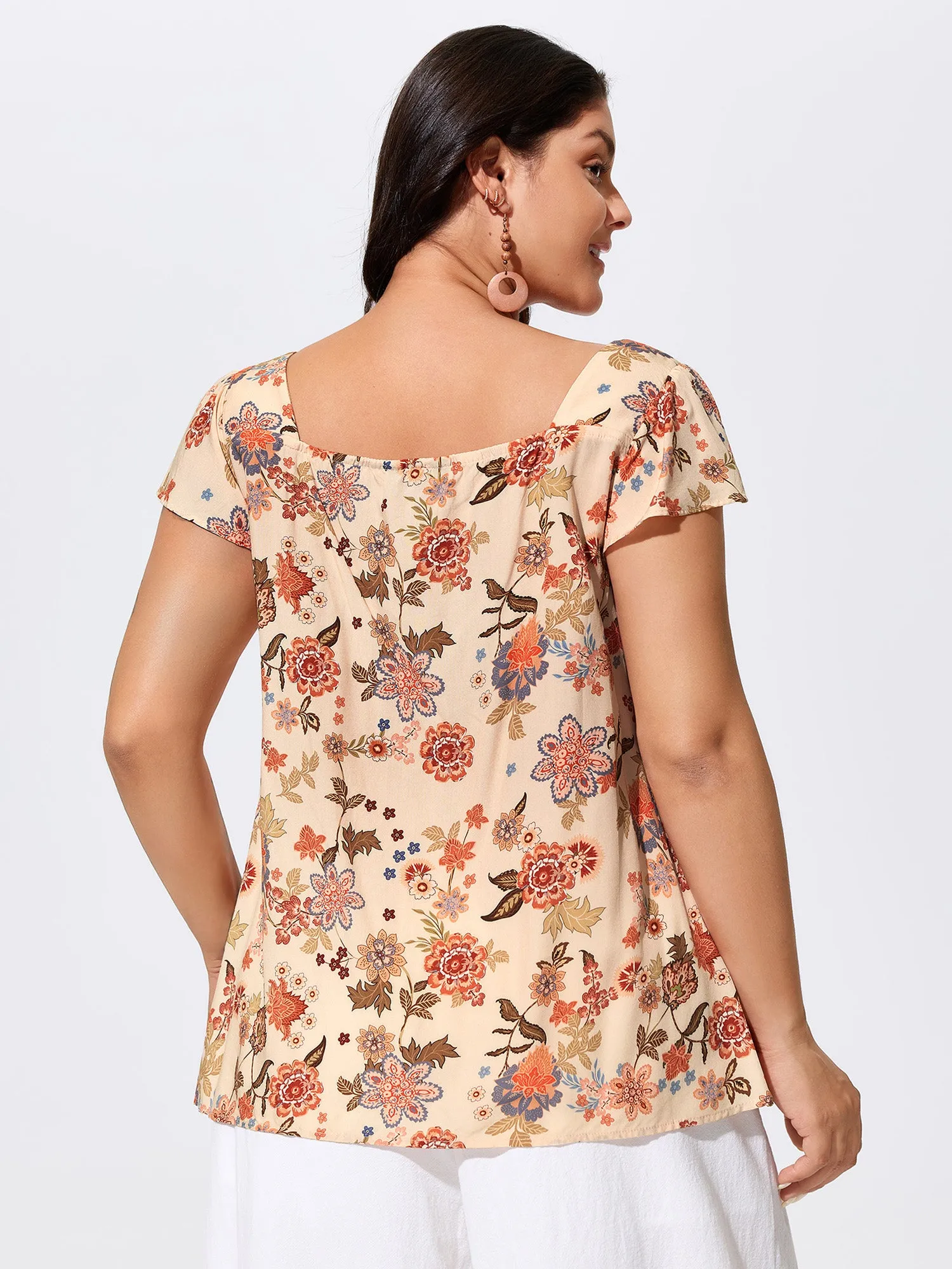 Floral Embroidered Square Neckline Flowy Blouse sold by Bloomchic product image thumbnail 4