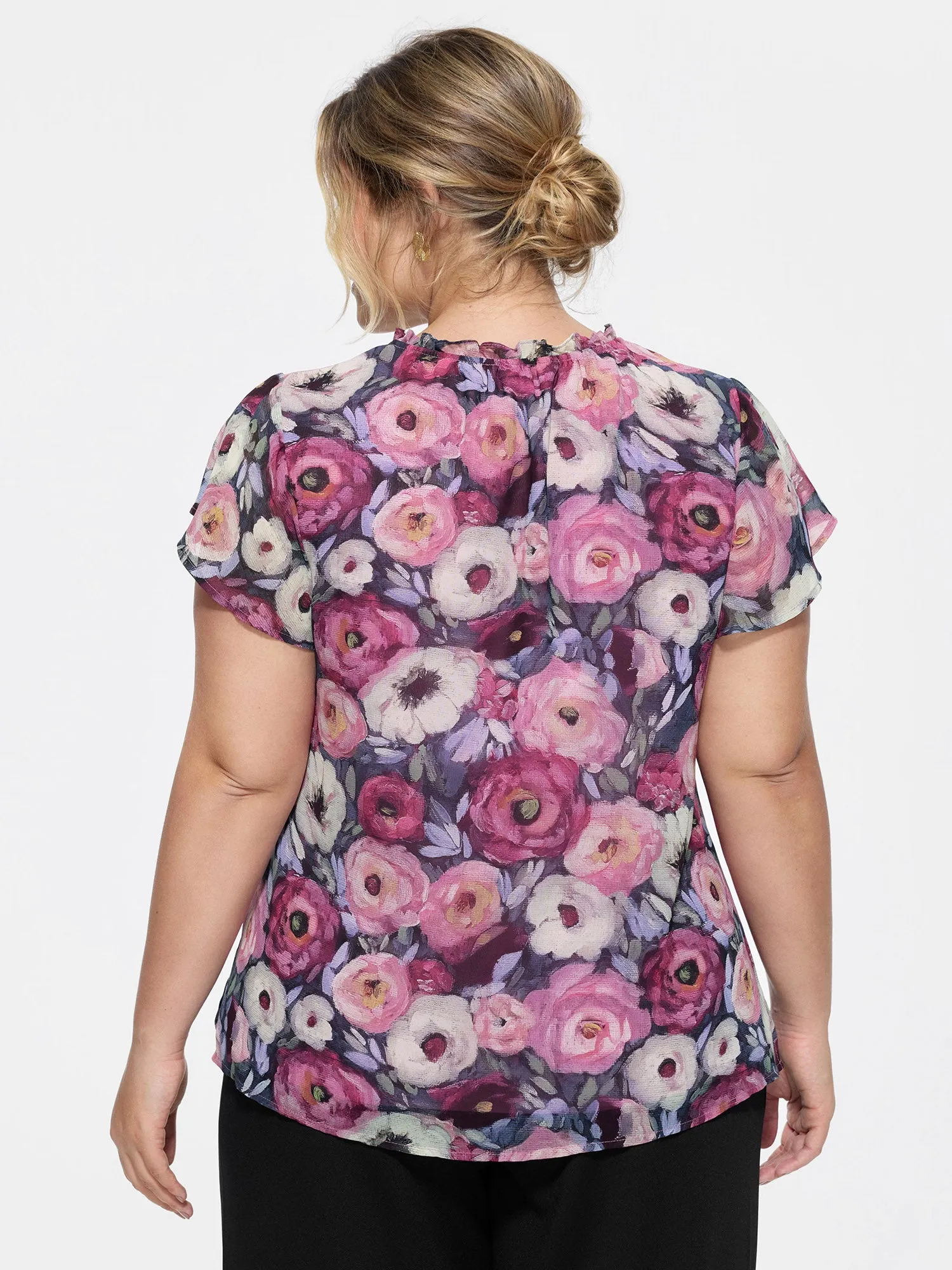 Floral Blend Print Mesh Blouse sold by Bloomchic product image thumbnail 4