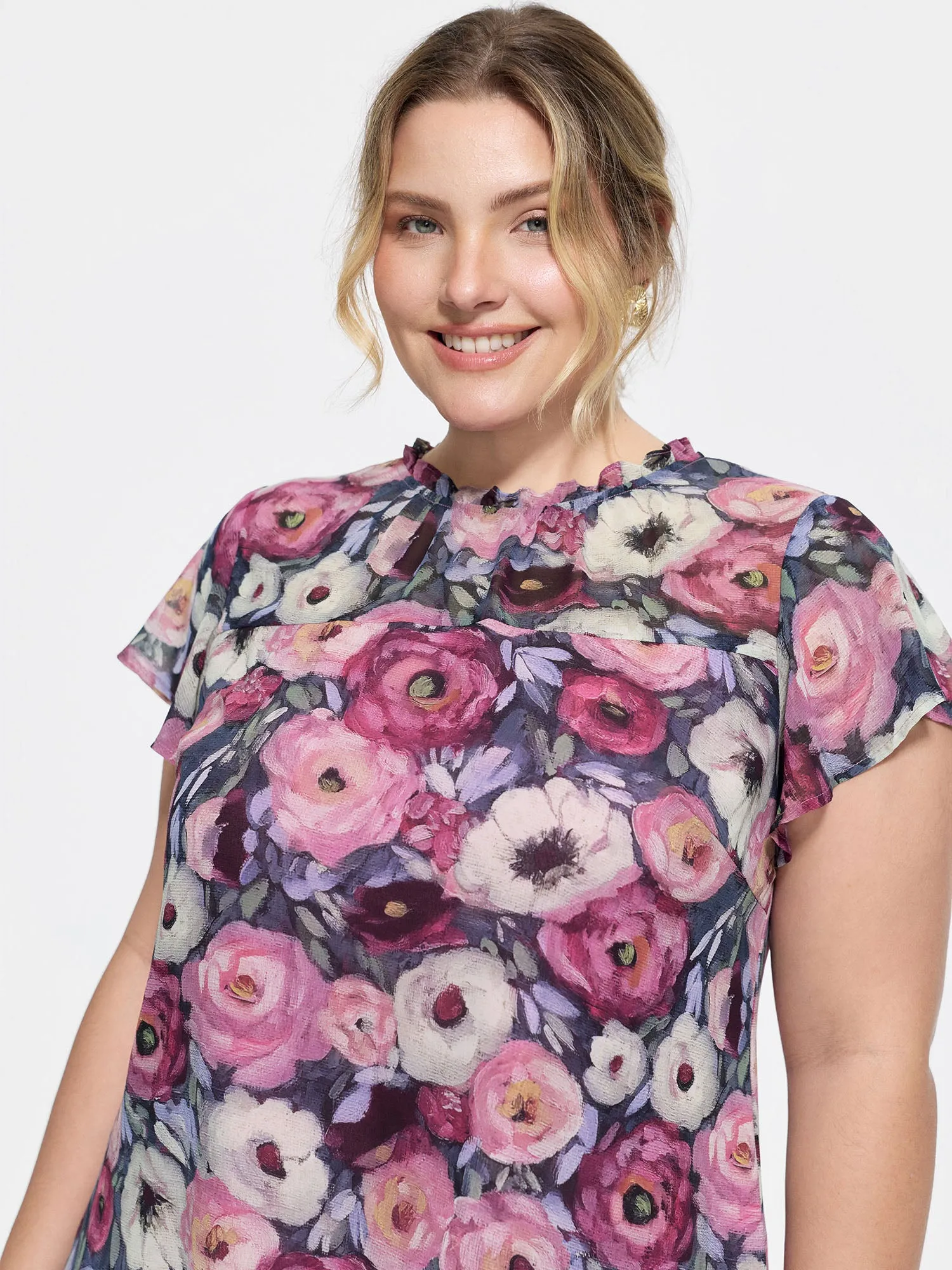 Floral Blend Print Mesh Blouse sold by Bloomchic product image thumbnail 2