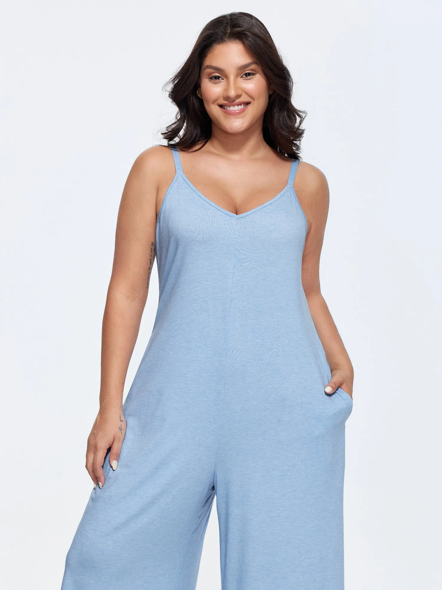 Supersoft Stretchy Cami Straight-Leg Lounge Jumpsuit sold by Bloomchic product image thumbnail 3